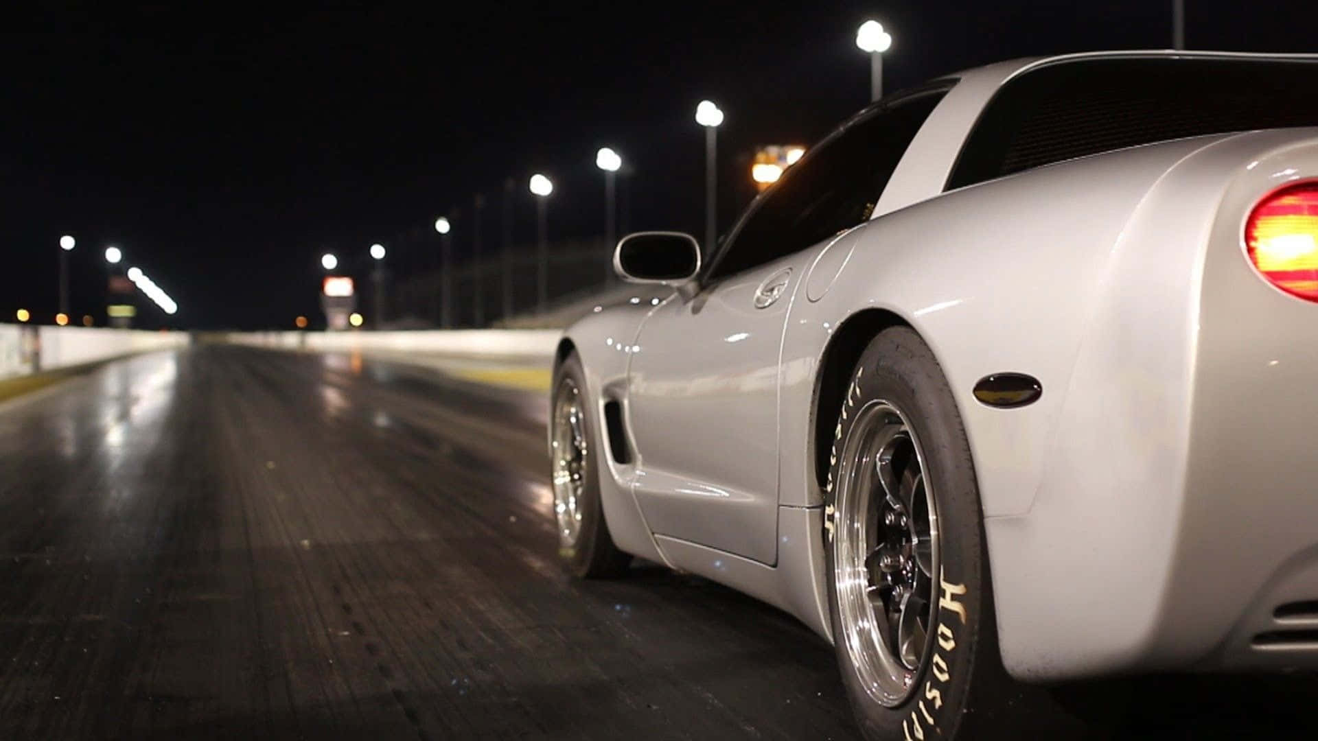 Chevrolet Corvette C5, silver, wet drag strip, Full HD Desktop Wallpaper