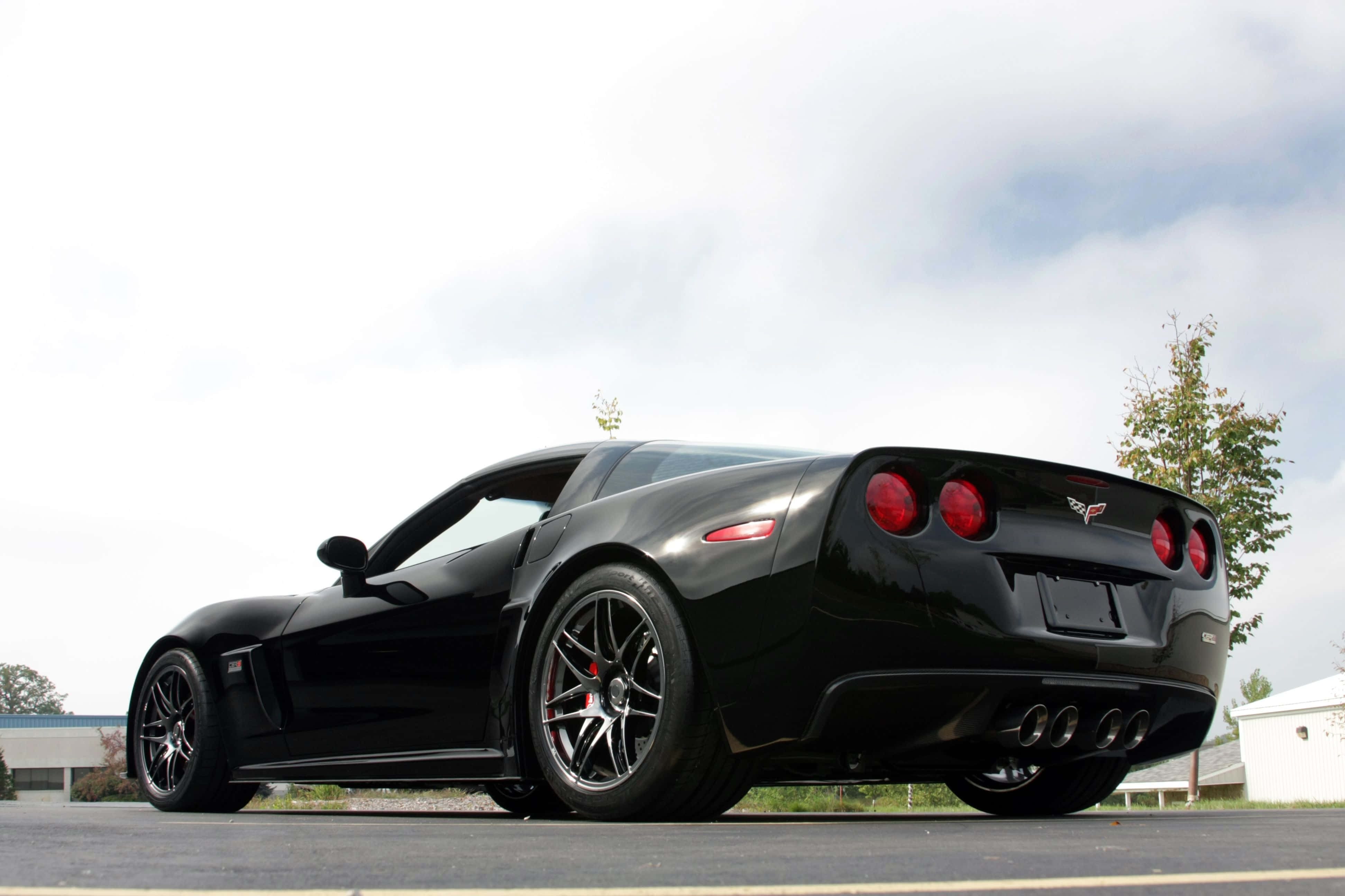 Chevrolet Corvette C6, black, red taillights, 4K Desktop Wallpaper