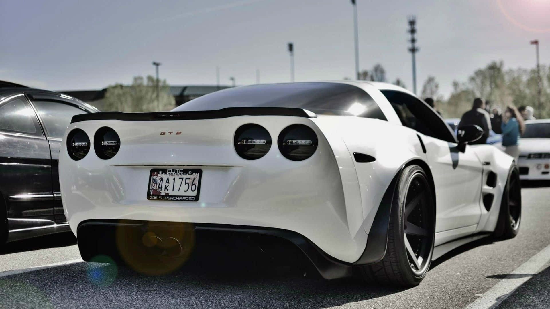 Chevrolet Corvette C6, white, black accents, Full HD Desktop Wallpaper