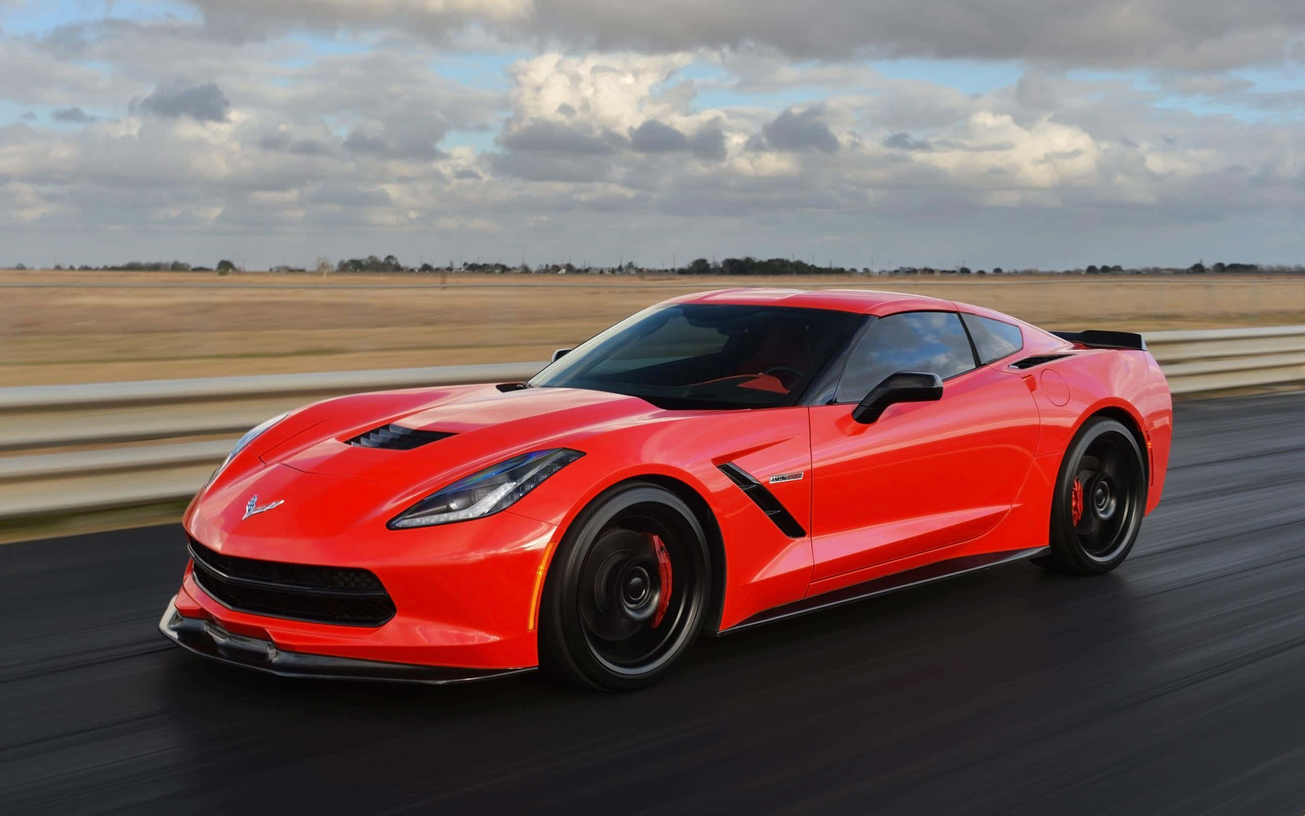 Chevrolet Corvette C7, vibrant red, racetrack, 2K Desktop Wallpaper