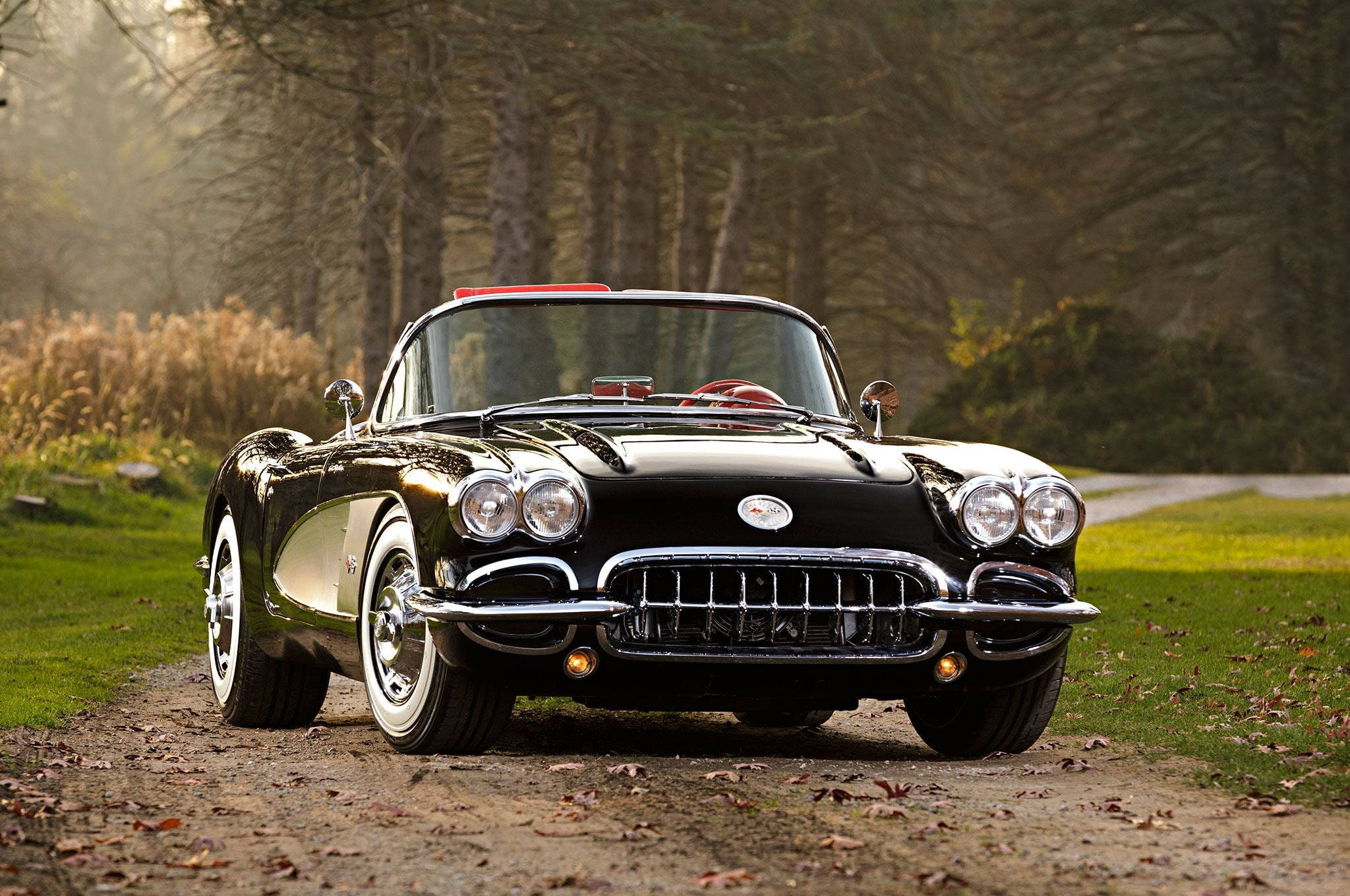 Chevrolet Corvette, black, glossy, Full HD Desktop Wallpaper
