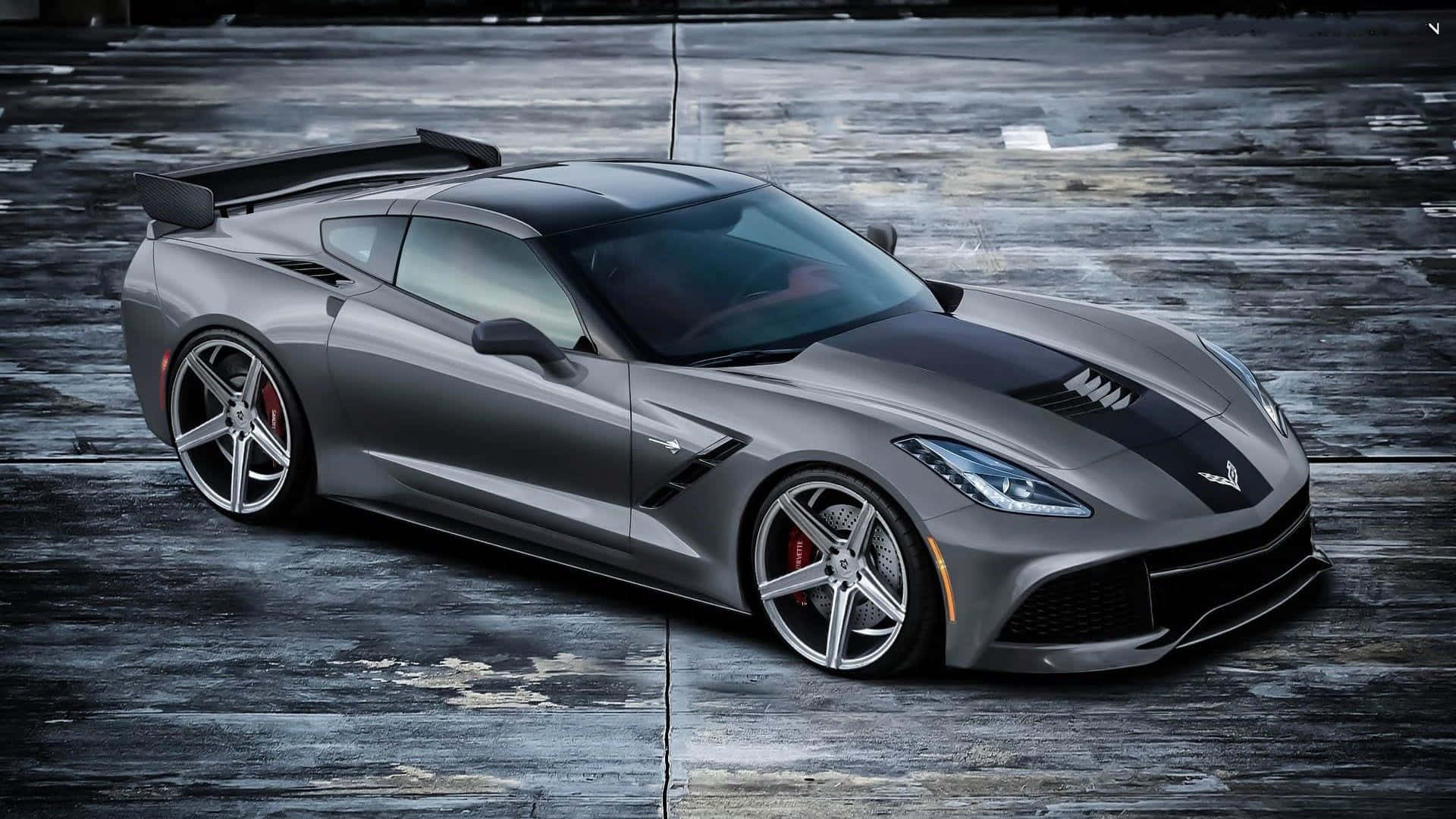 Chevrolet Corvette C7, sleek silver sports car, black accents, Full HD Desktop Wallpaper