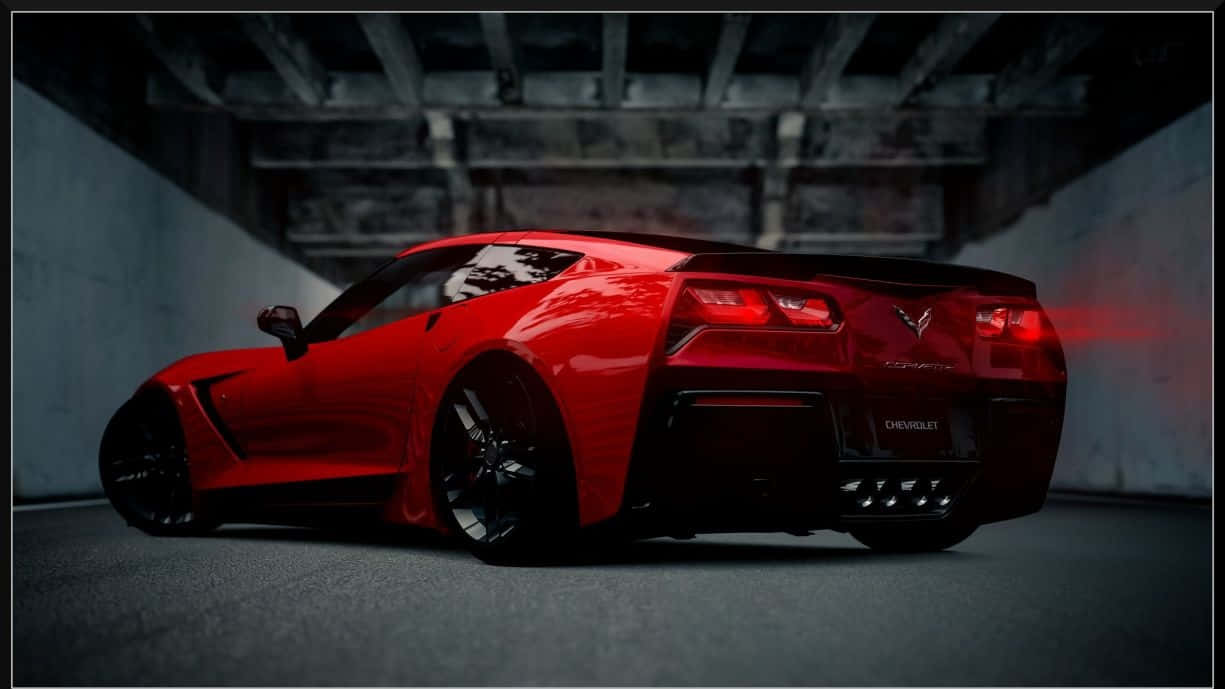 Chevrolet Corvette C7, glossy red, sports car, SD Desktop Wallpaper