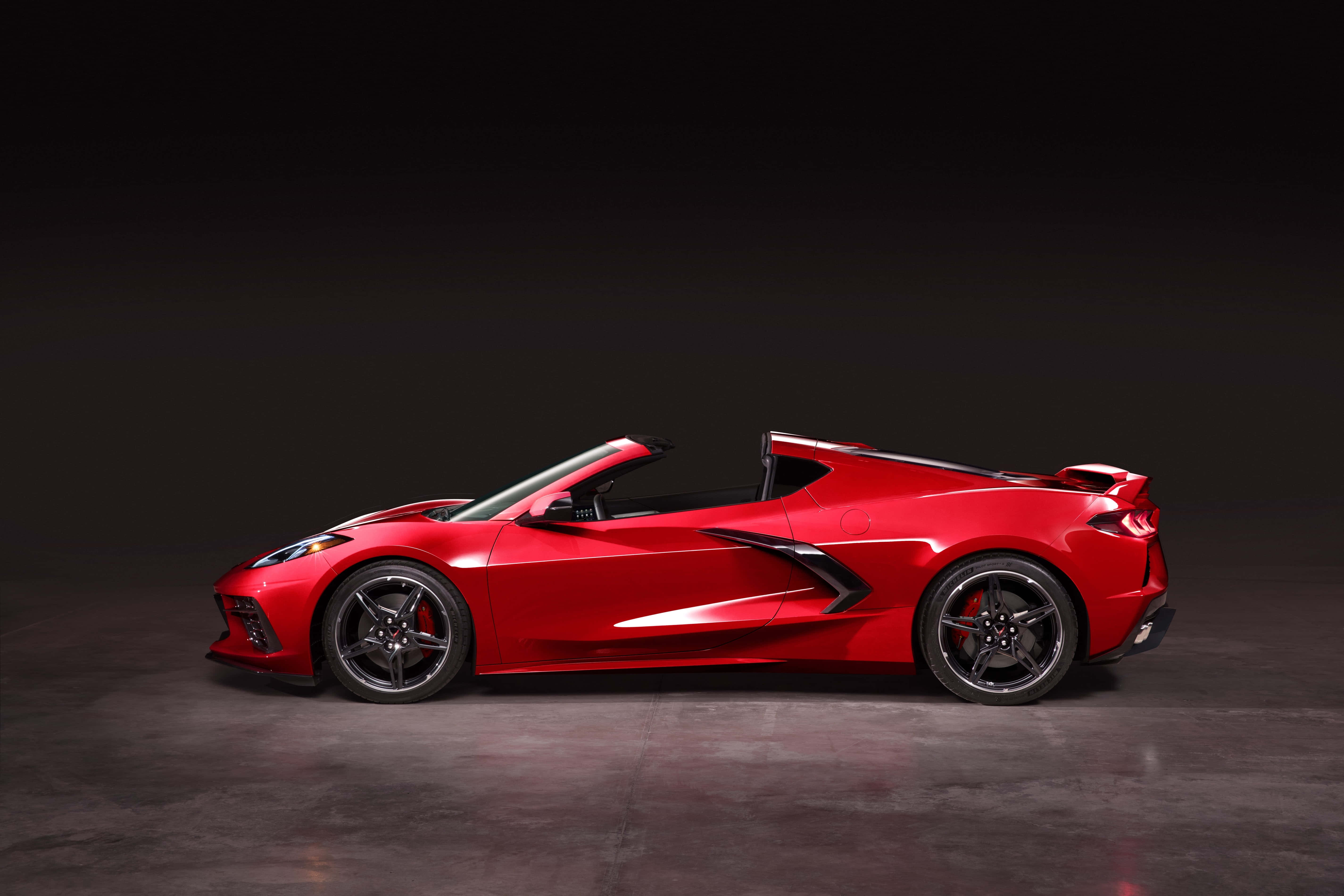 Chevrolet Corvette C8, red, convertible, 5K Desktop Wallpaper