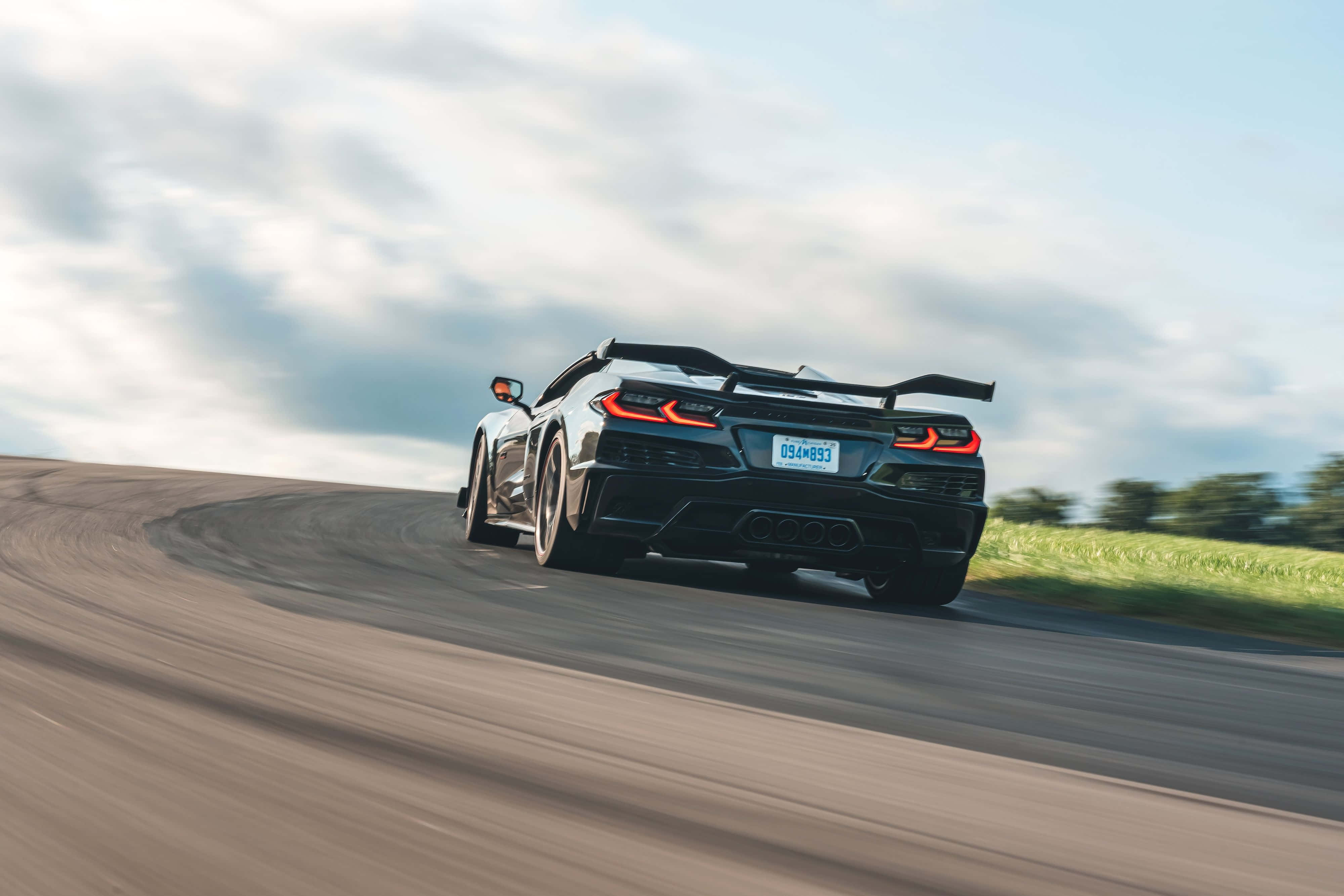Chevrolet Corvette C8, black, large rear wing, 4K Desktop Wallpaper
