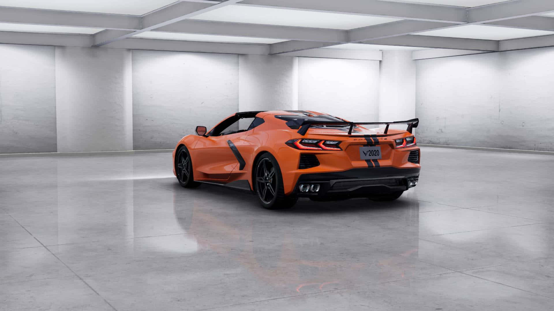 Chevrolet Corvette C8, 2020 Corvette, vibrant orange, Full HD Desktop Wallpaper