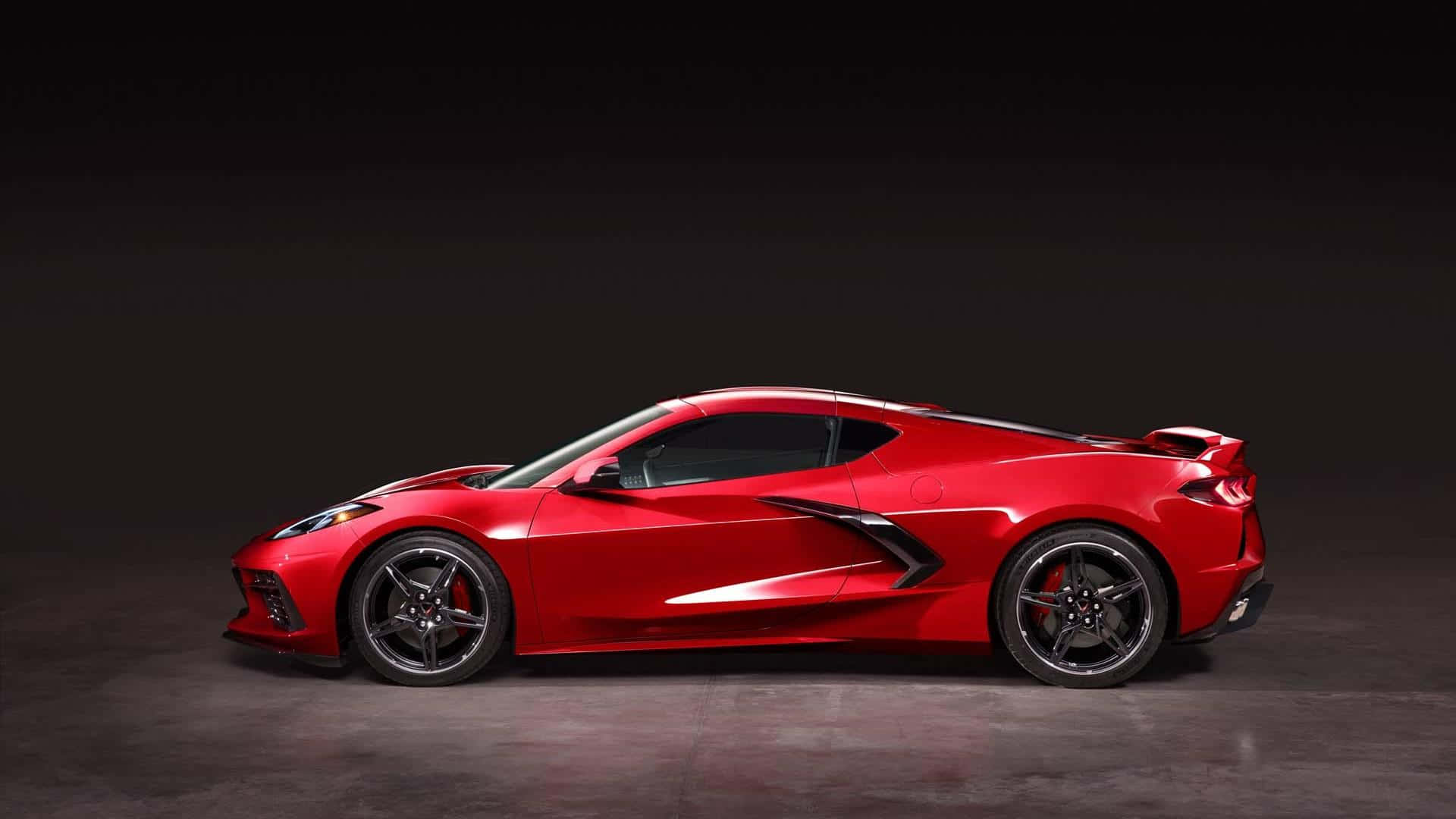 Chevrolet Corvette C8, red, sleek, Full HD Desktop Wallpaper