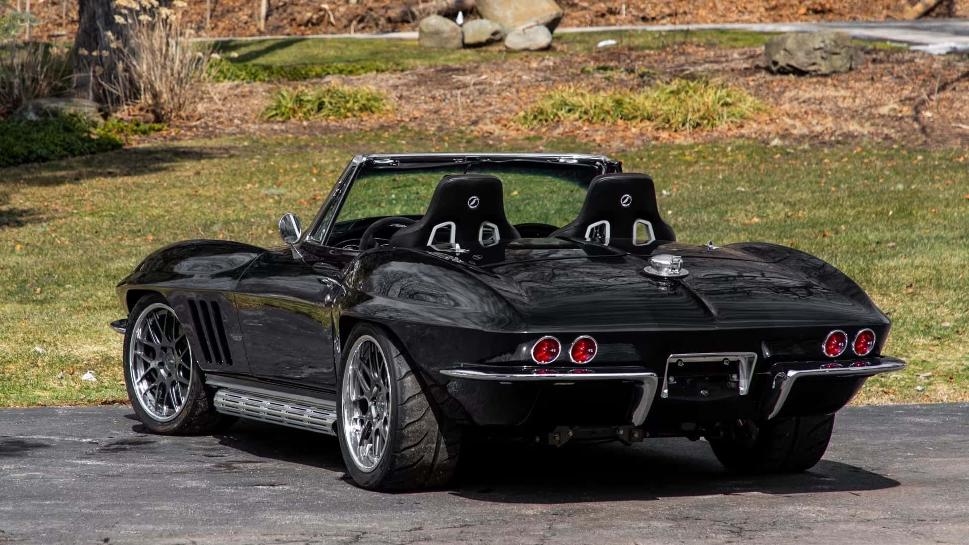 Chevrolet Corvette, convertible, glossy black, Full HD Desktop Wallpaper