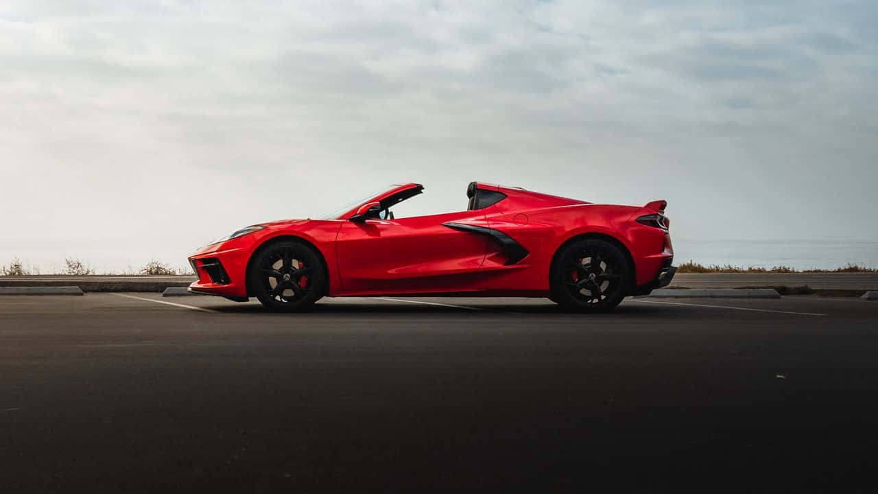 Chevrolet Corvette C8, red, convertible, HD Desktop Wallpaper