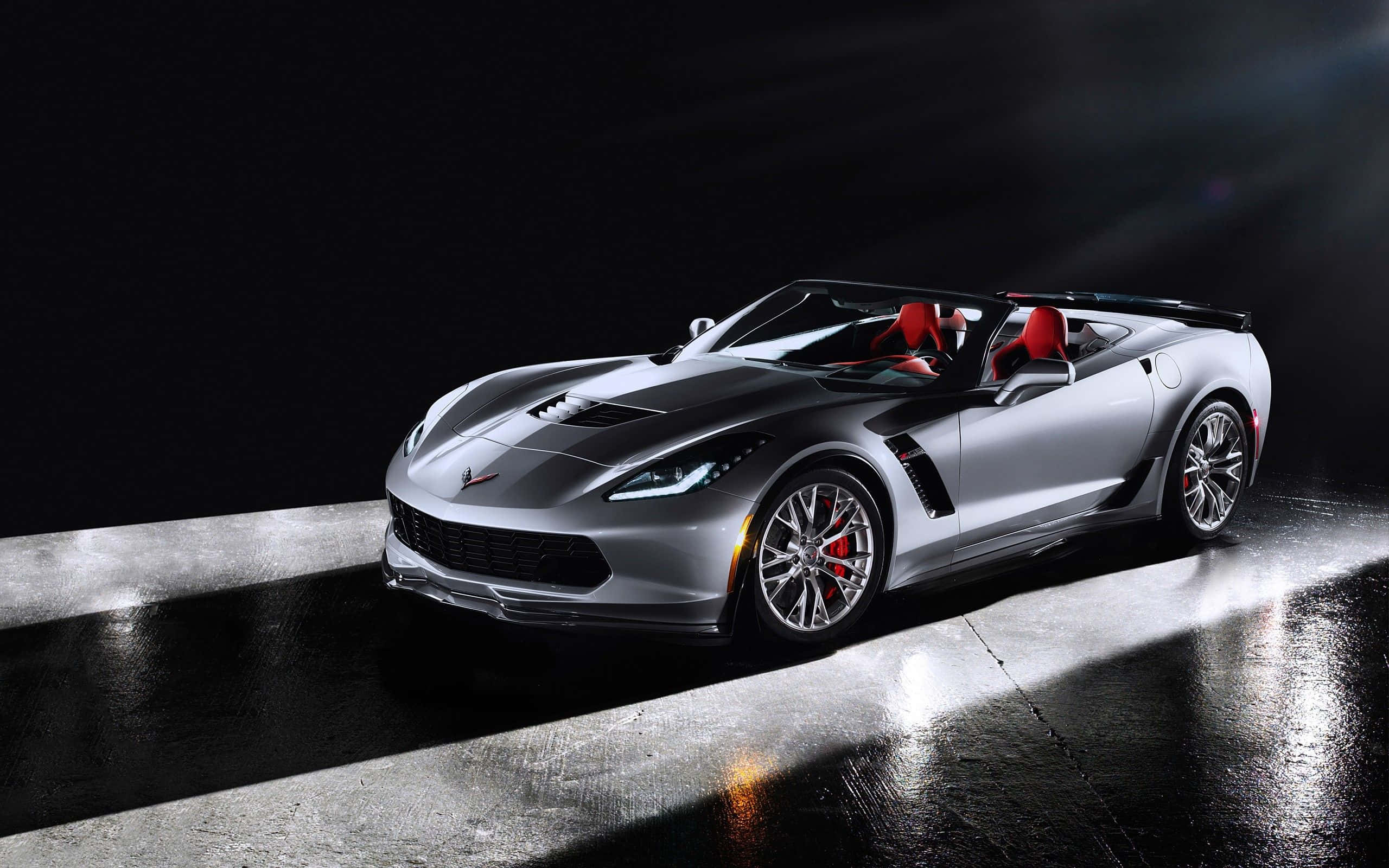 Chevrolet Corvette Z06, silver, red interior, 2K Desktop Wallpaper