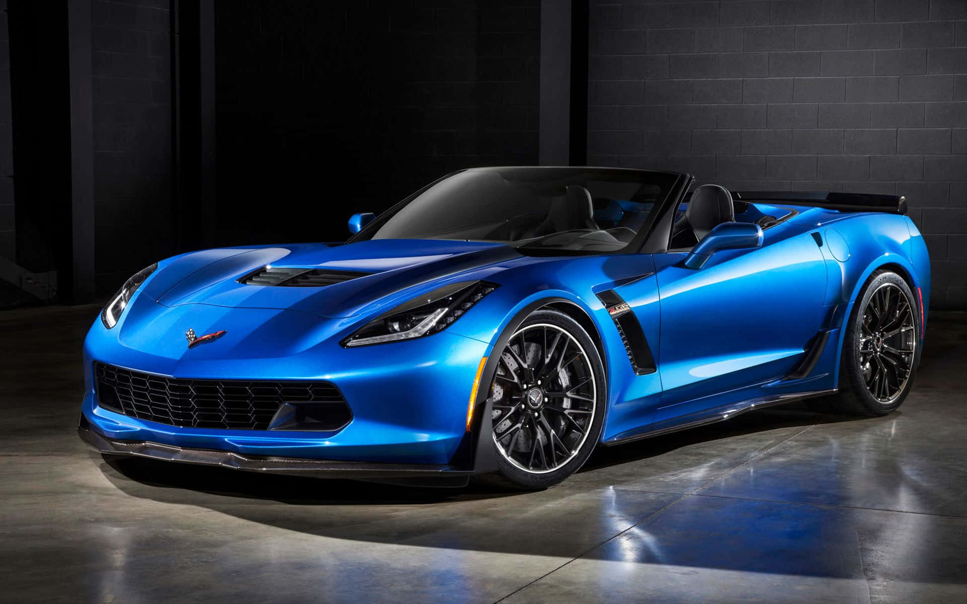 Chevrolet Corvette Z06, vibrant blue, convertible, Full HD Desktop Wallpaper