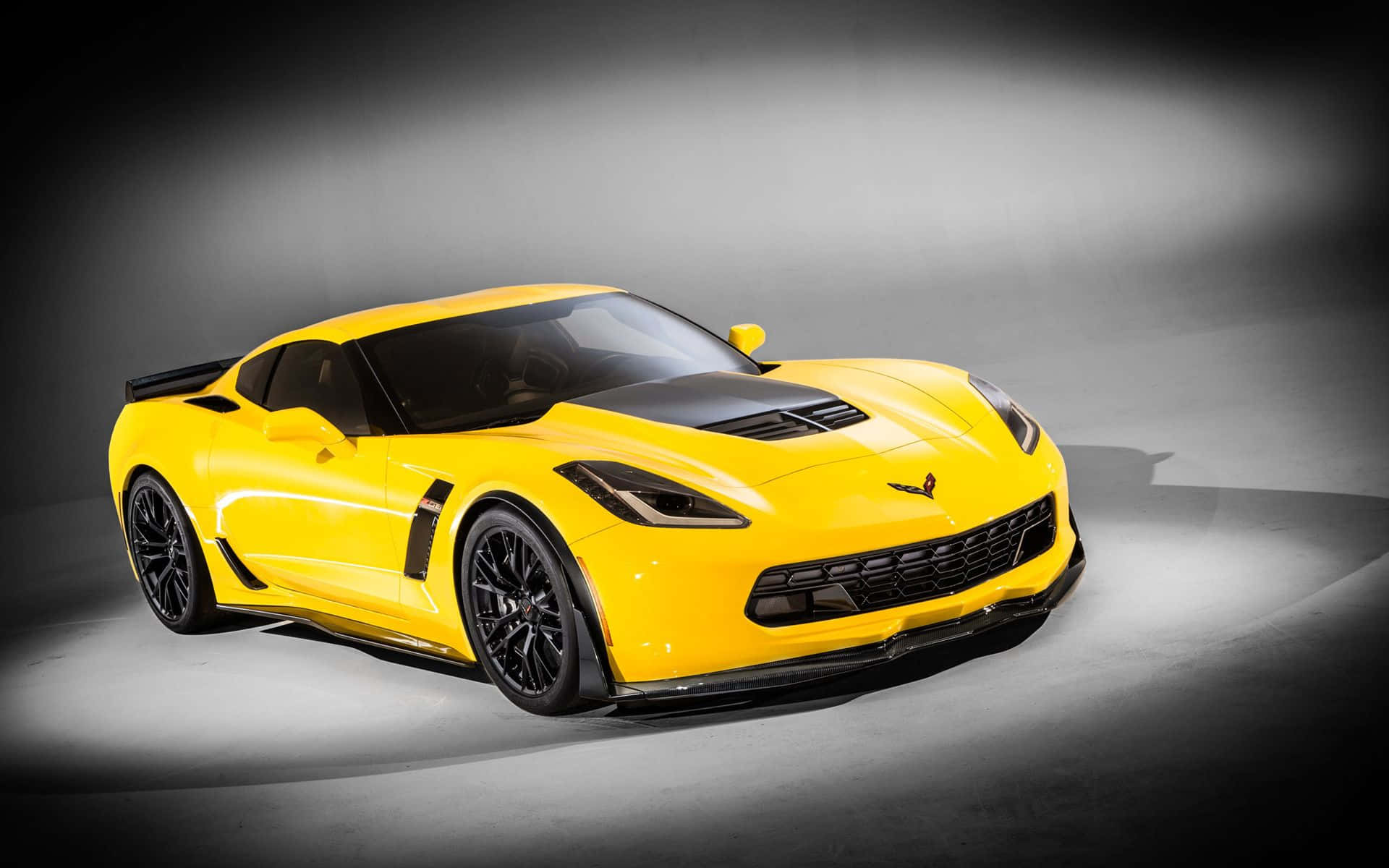 Chevrolet Corvette Z06, vibrant yellow, black accents, Full HD Desktop Wallpaper