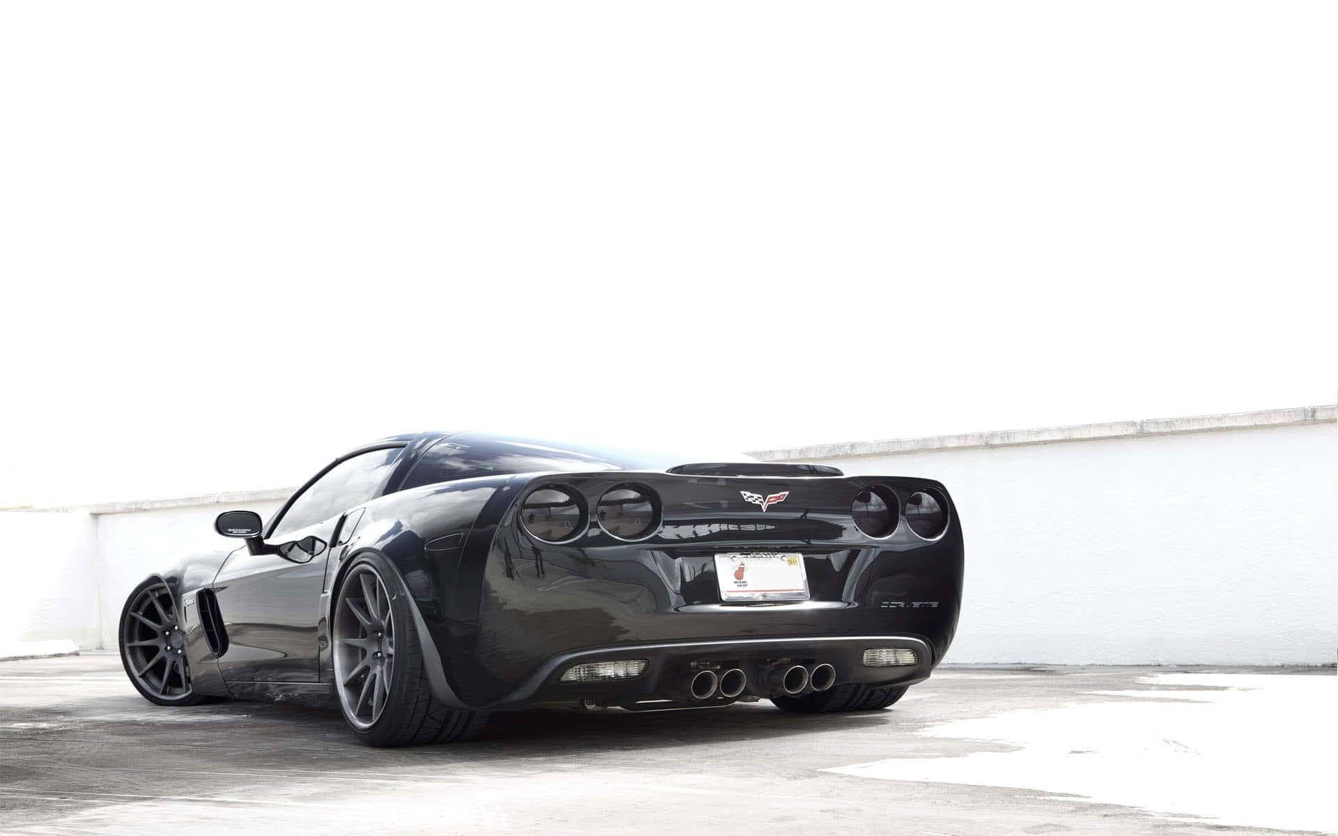 Chevrolet Corvette Z06, black, minimalist white wall, Full HD Desktop Wallpaper