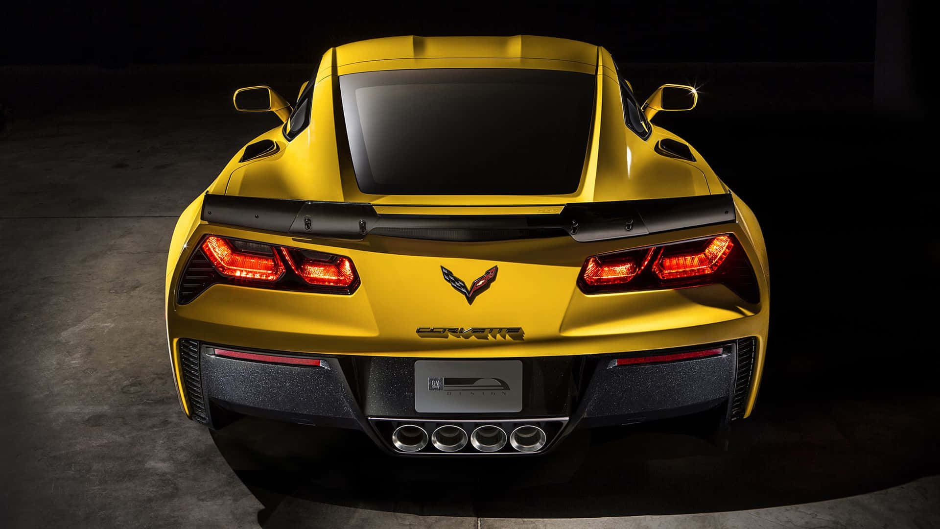 Chevrolet Corvette Z06, vibrant yellow, glowing red taillights, Full HD Desktop Wallpaper