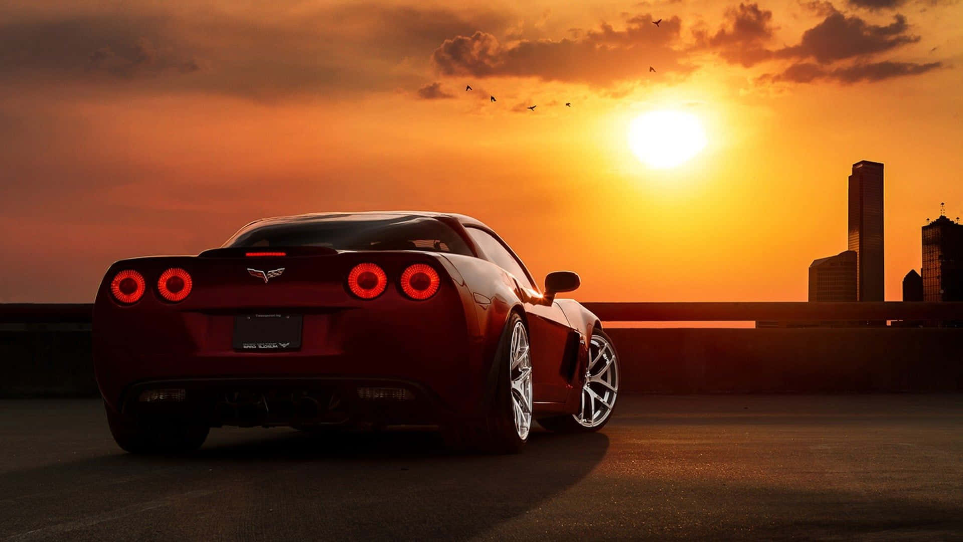 Chevrolet Corvette Z06, red sports car, glowing taillights, Full HD Desktop Wallpaper