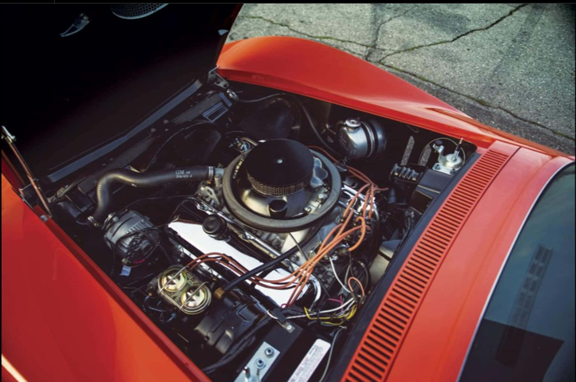 Chevrolet Corvette, engine bay, red sports car, Full HD Desktop Wallpaper