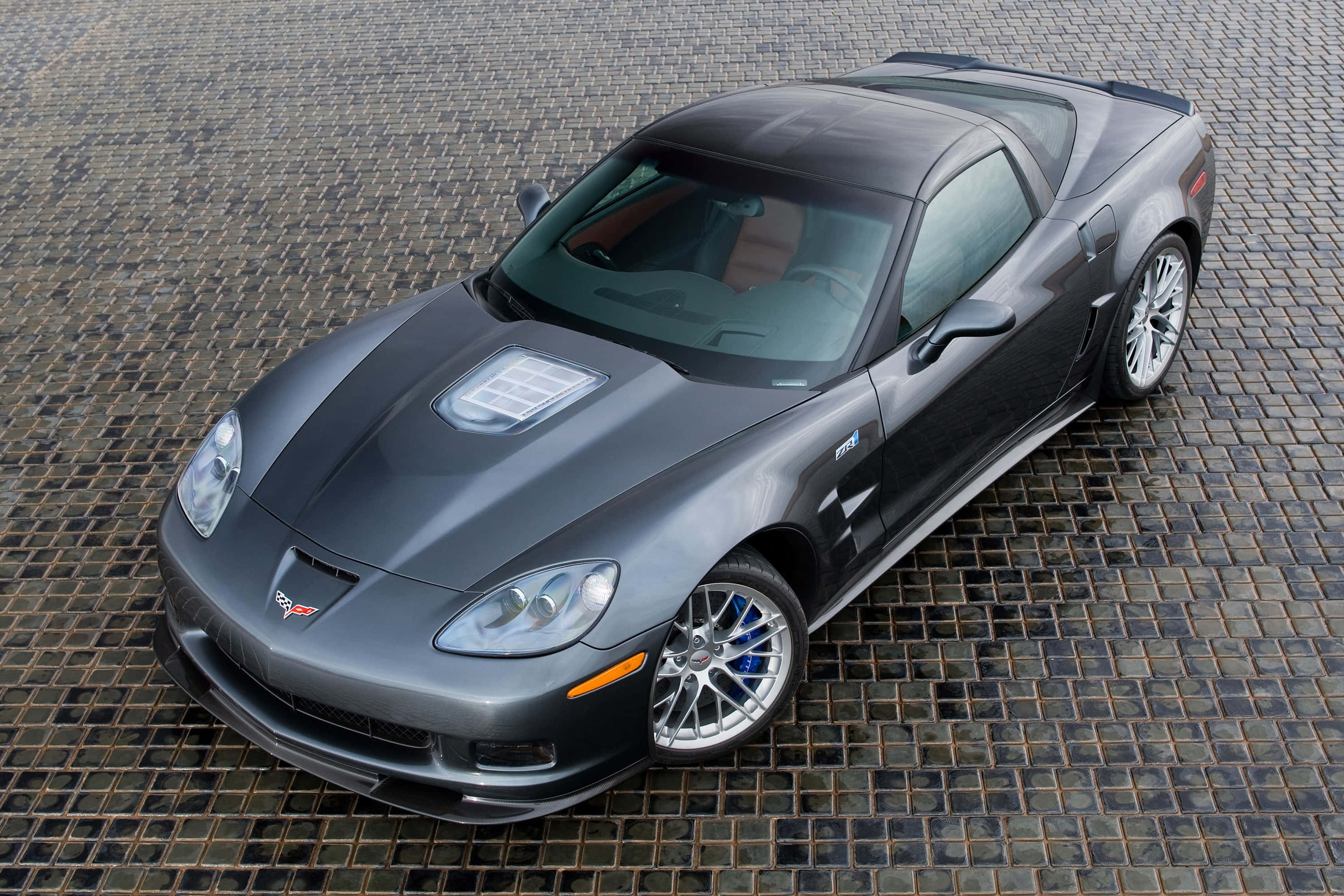 Chevrolet Corvette ZR1, sleek, gray, 2K Desktop Wallpaper