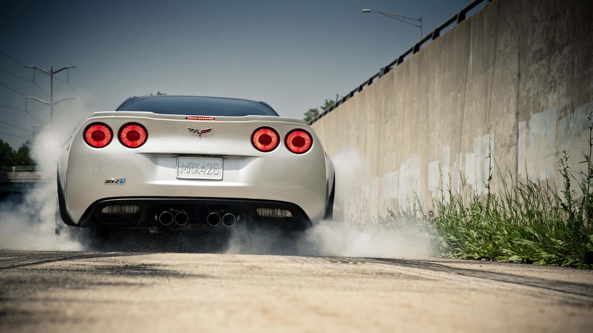 Chevrolet Corvette ZR1, silver, drift, Full HD Desktop Wallpaper