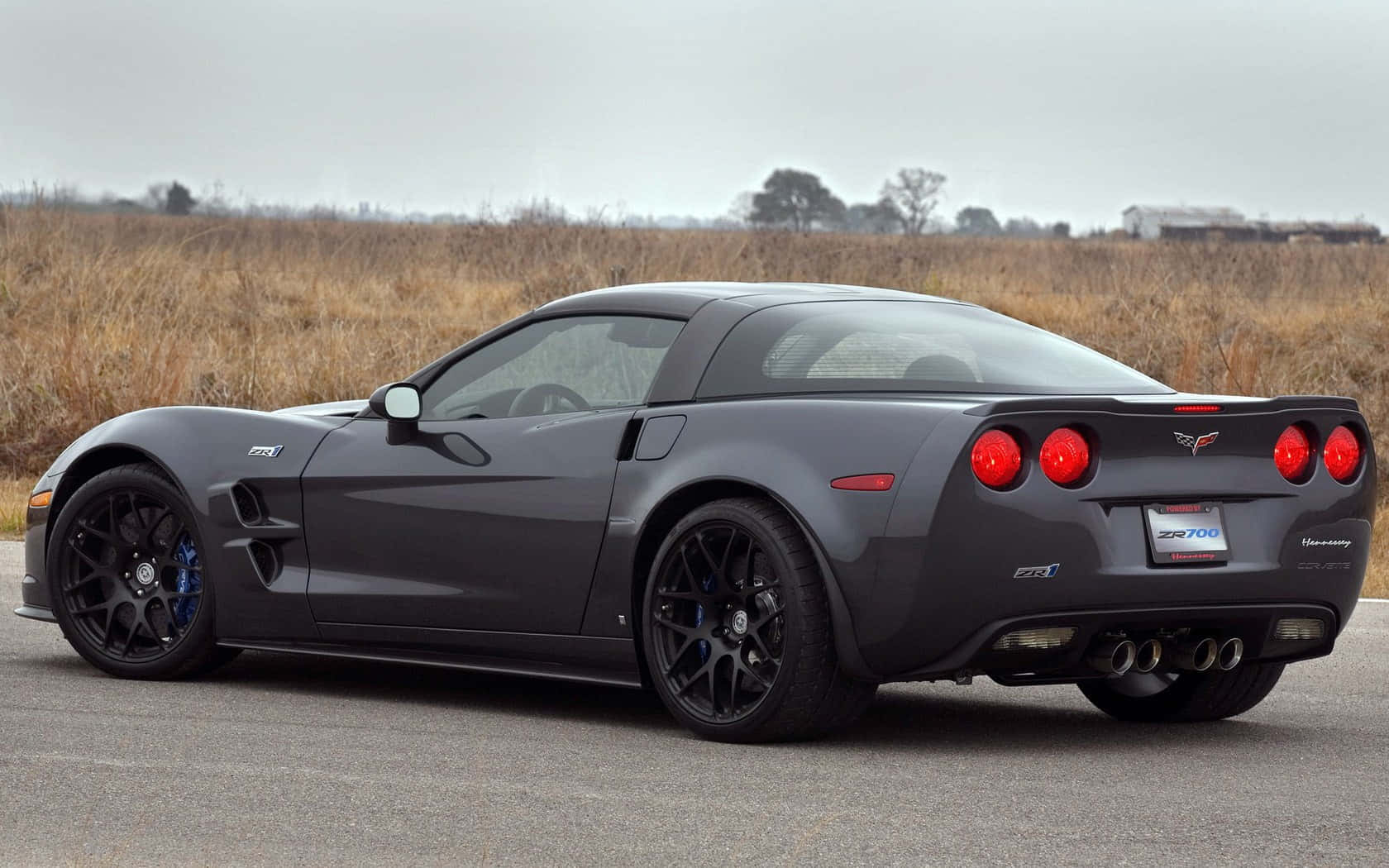 Chevrolet Corvette ZR1, matte gray, black rims, HD Desktop Wallpaper