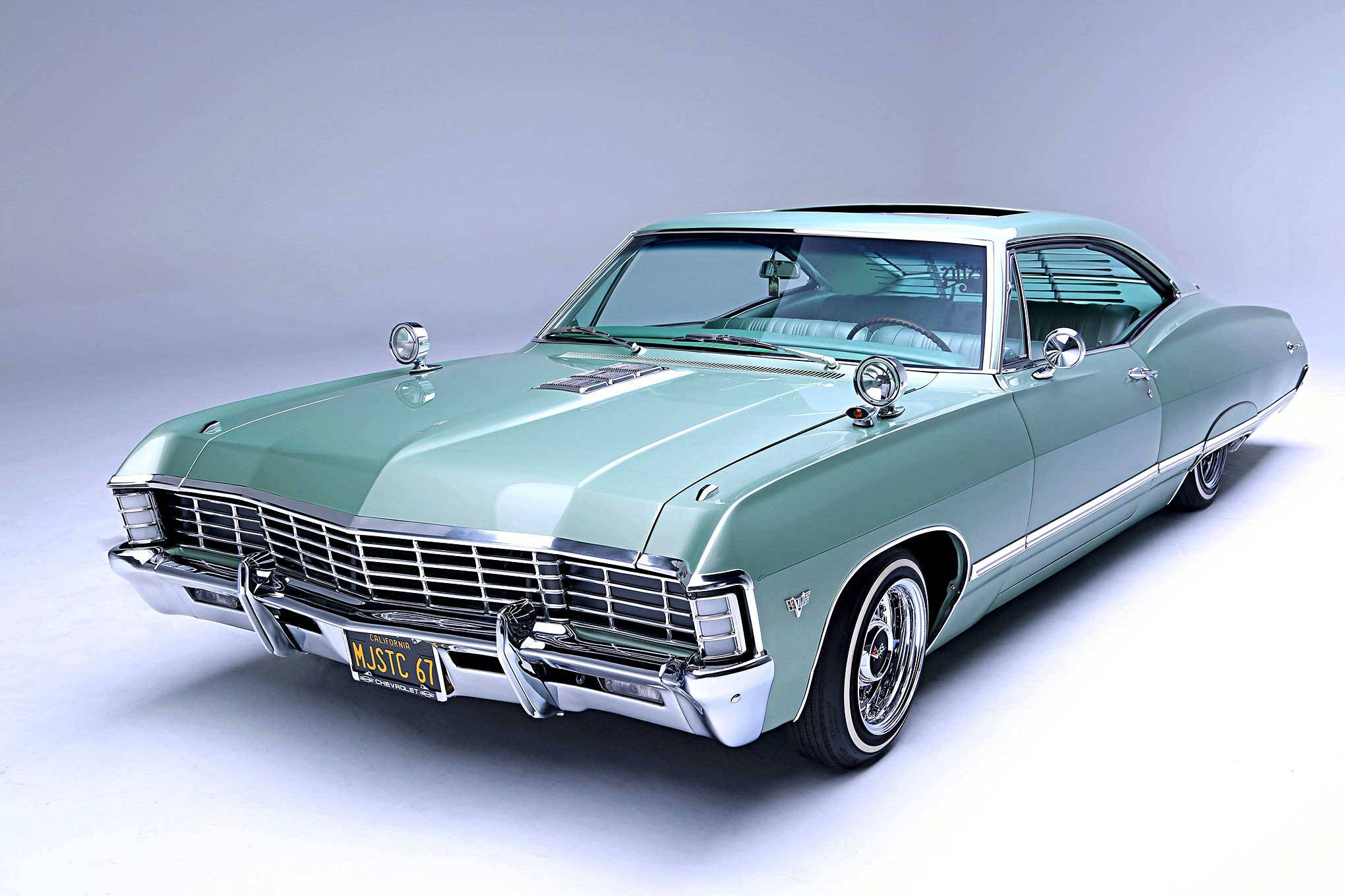 1967 Chevrolet Impala, teal, chrome accents, Full HD Desktop Wallpaper