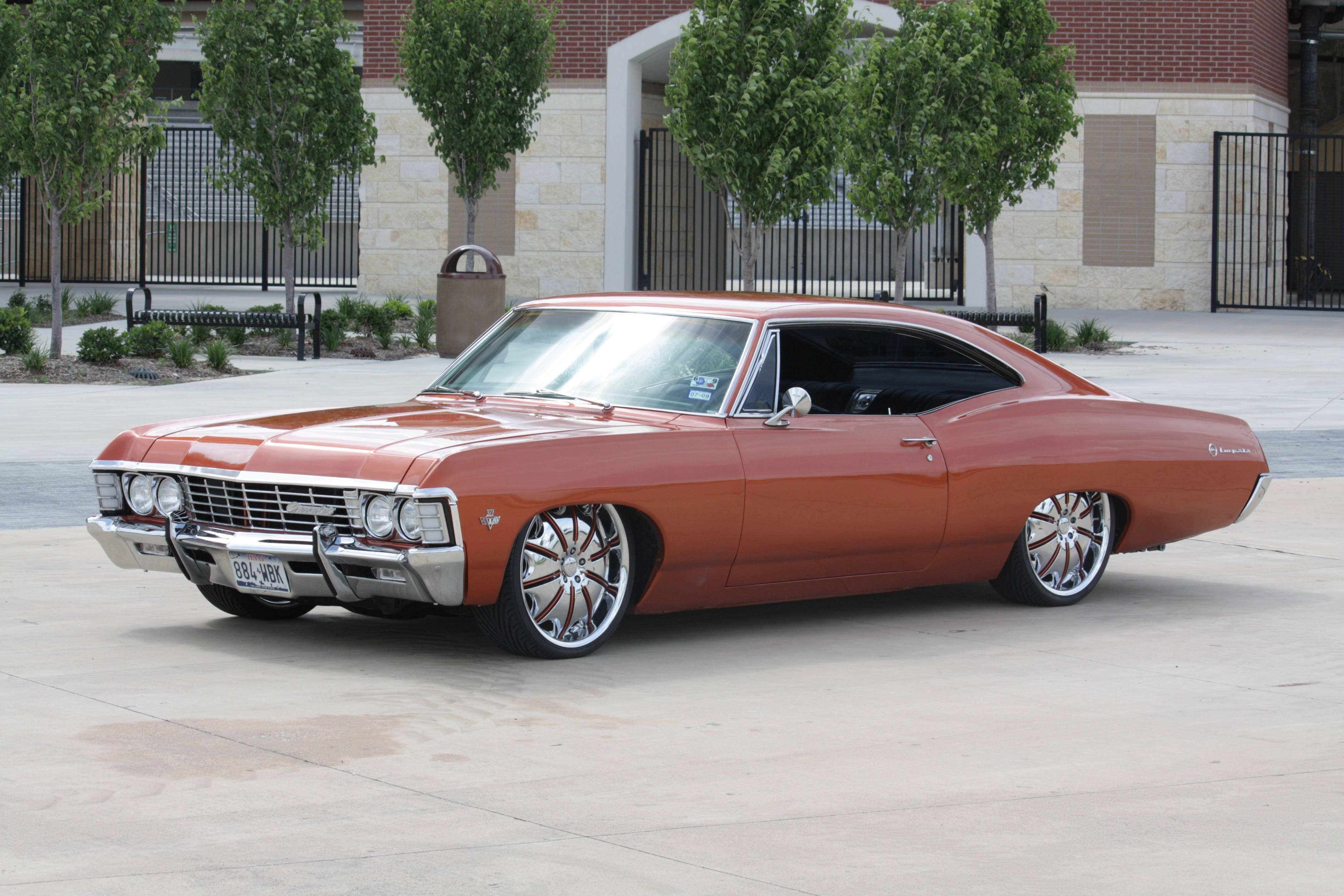 Chevrolet Impala 1967, copper, chrome wheels, 4K Desktop Wallpaper