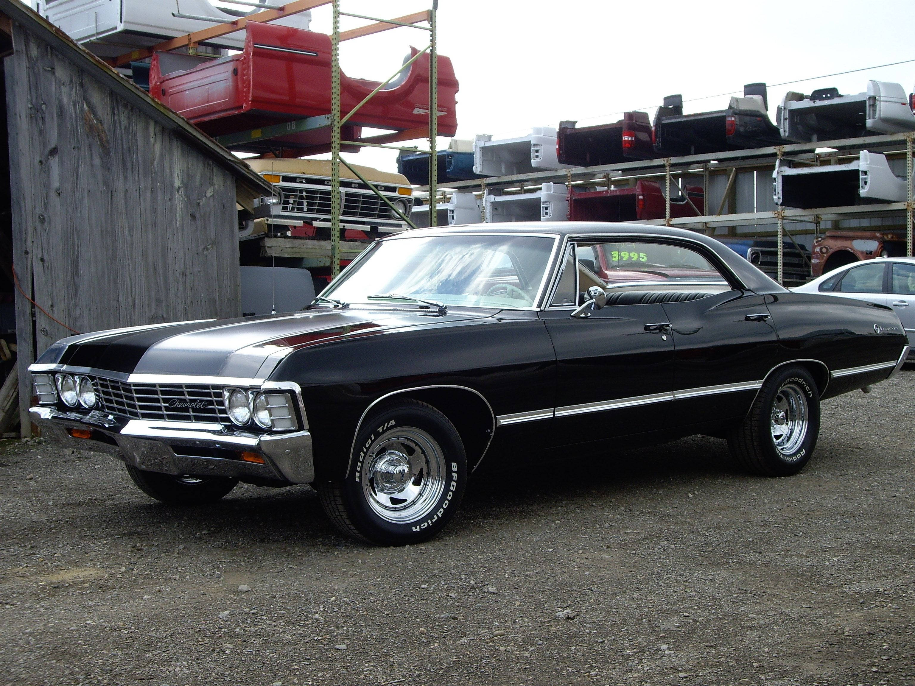 Chevrolet Impala 1967, black, chrome accents, 2K Desktop Wallpaper