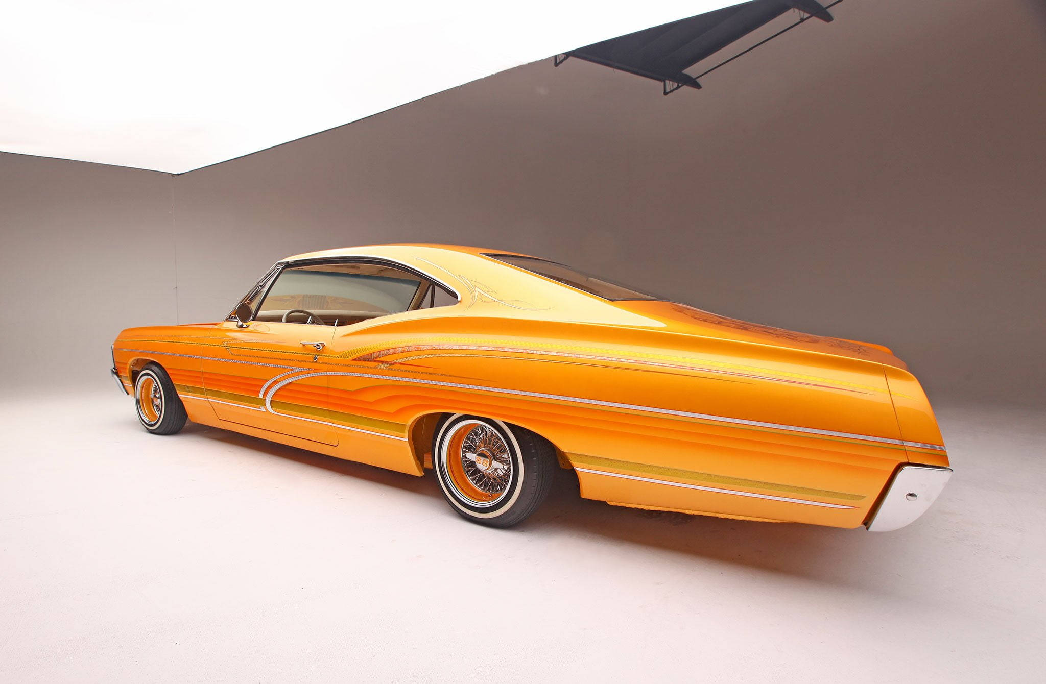 Chevrolet Impala 1967, golden, vibrant orange, Full HD Desktop Wallpaper