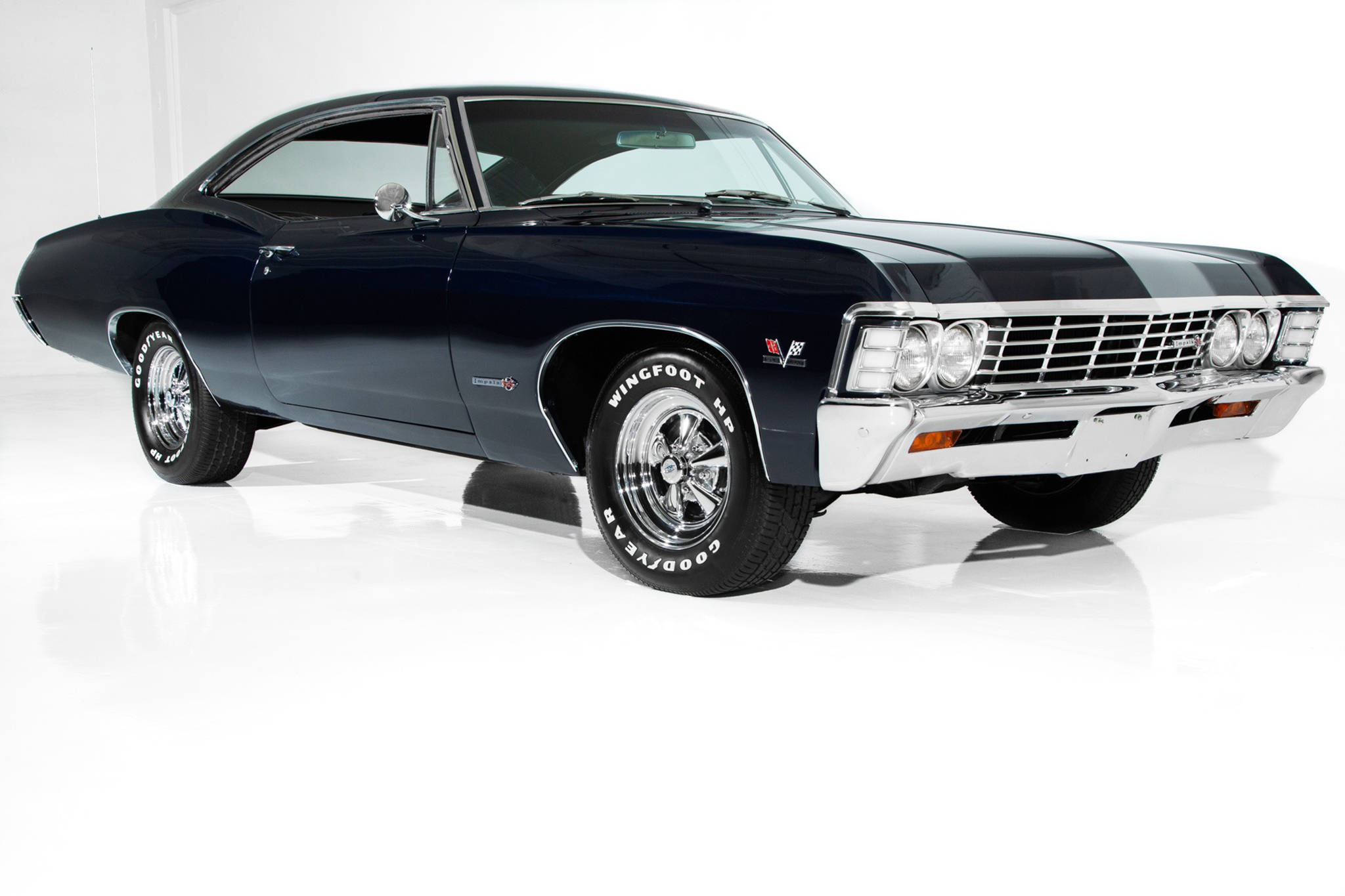 Chevrolet Impala 1967, midnight blue, chrome accents, Full HD Desktop Wallpaper