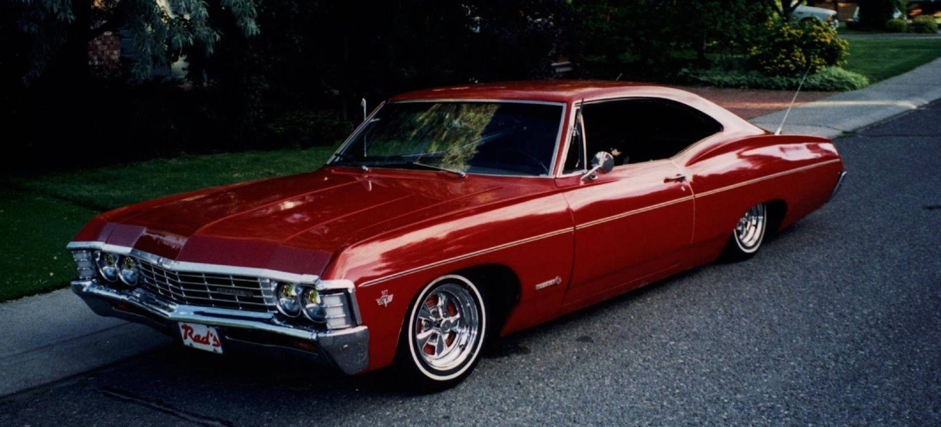 1967 Chevrolet Impala, classic red, glossy red, Full HD Desktop Wallpaper