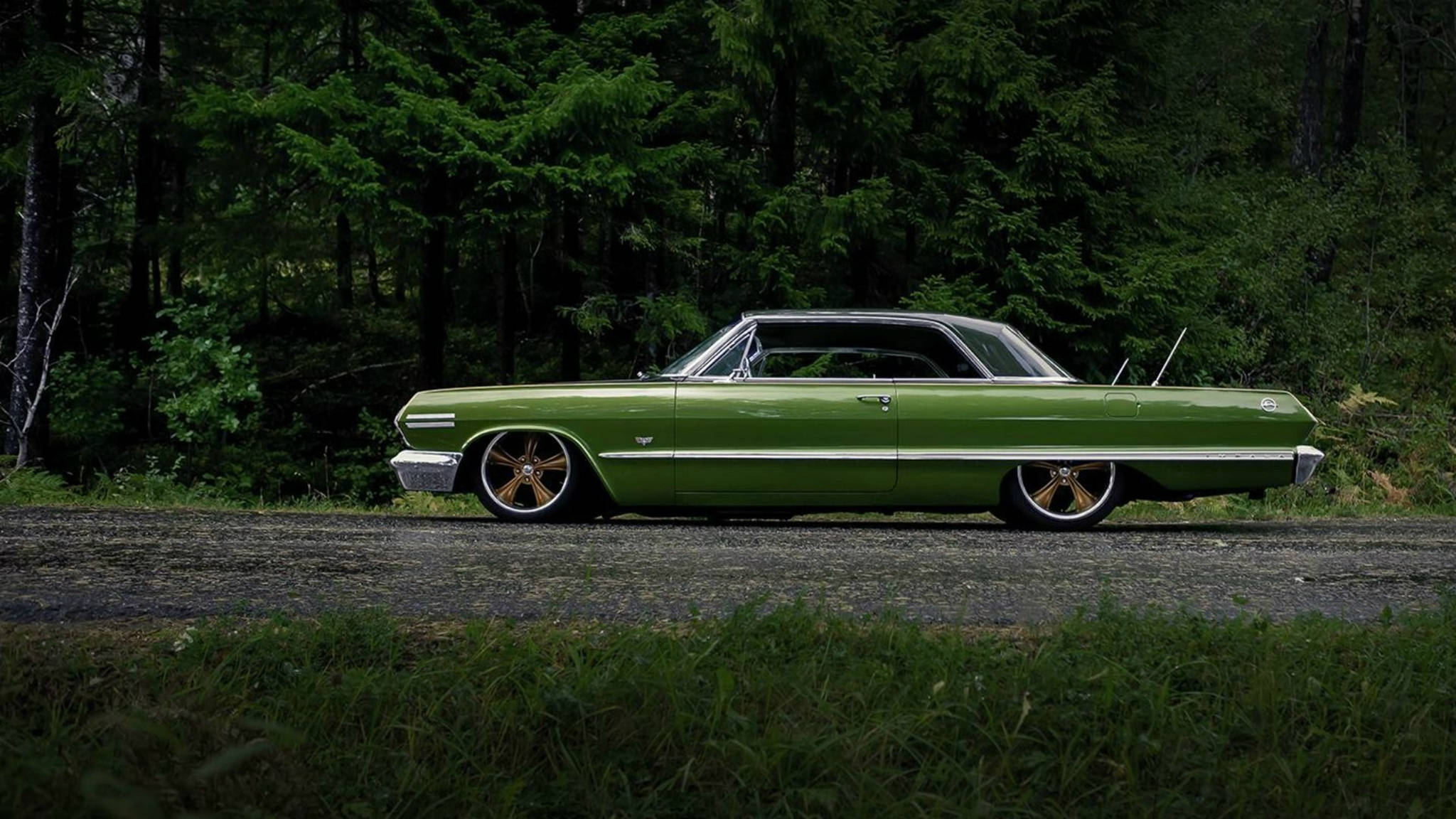 Chevrolet Impala 1967, green, lowrider, Full HD Desktop Wallpaper