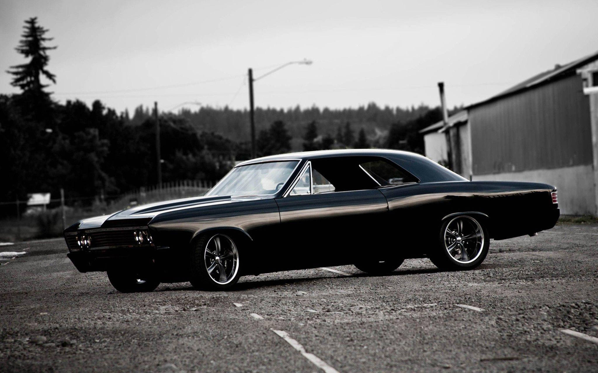 Chevrolet Impala 1967, black, chrome wheels, Full HD Desktop Wallpaper
