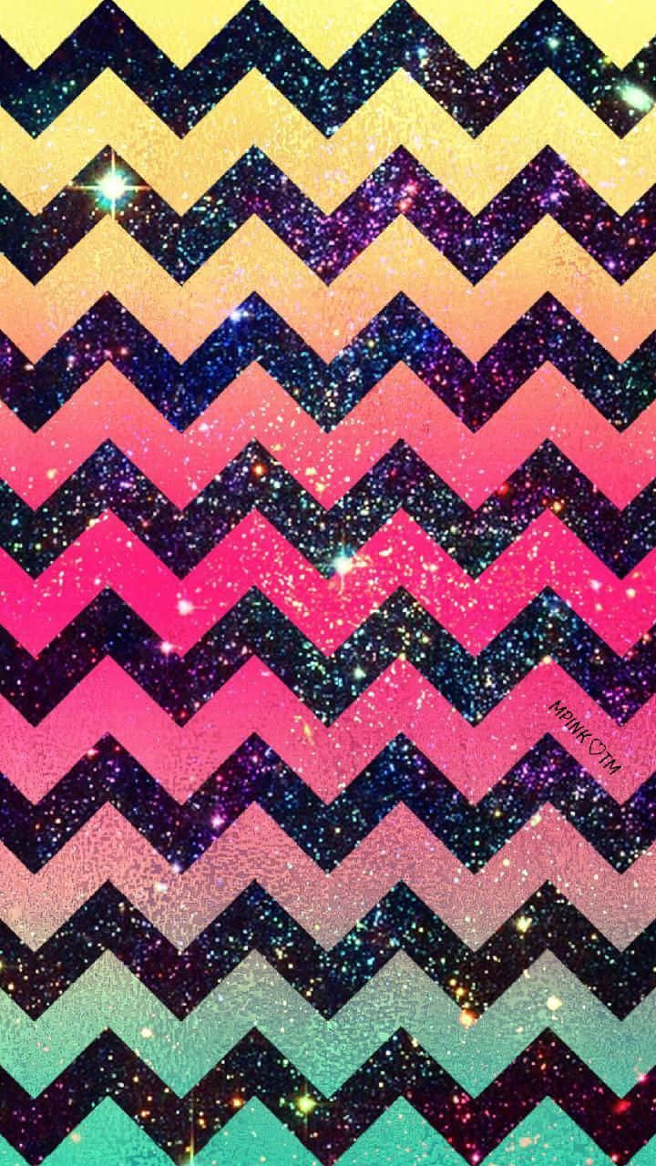 Chevron iPhone, zigzag pattern, glittery galaxy textures, HD Phone Wallpaper