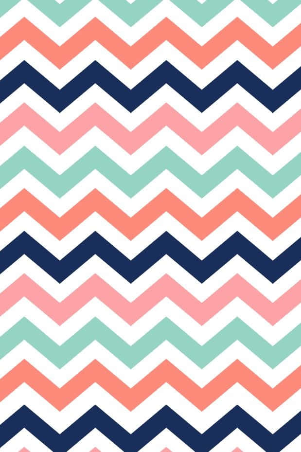 Chevron iPhone, coral mint, navy, SD Phone Wallpaper