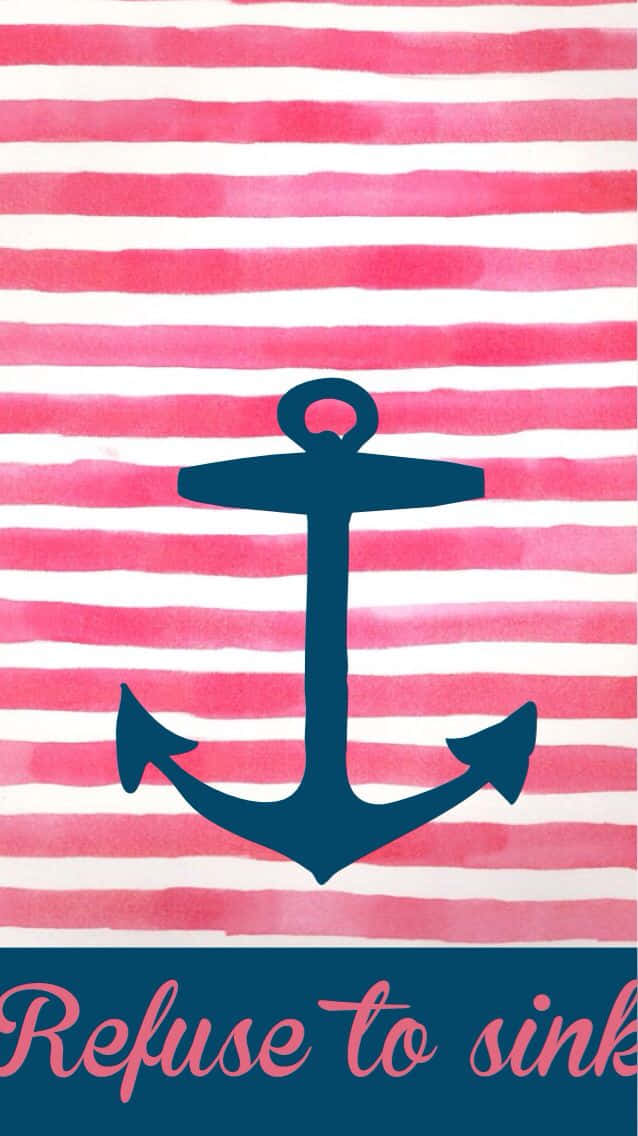 Chevron iPhone, navy anchor, pink and white watercolor stripes, SD Phone Wallpaper