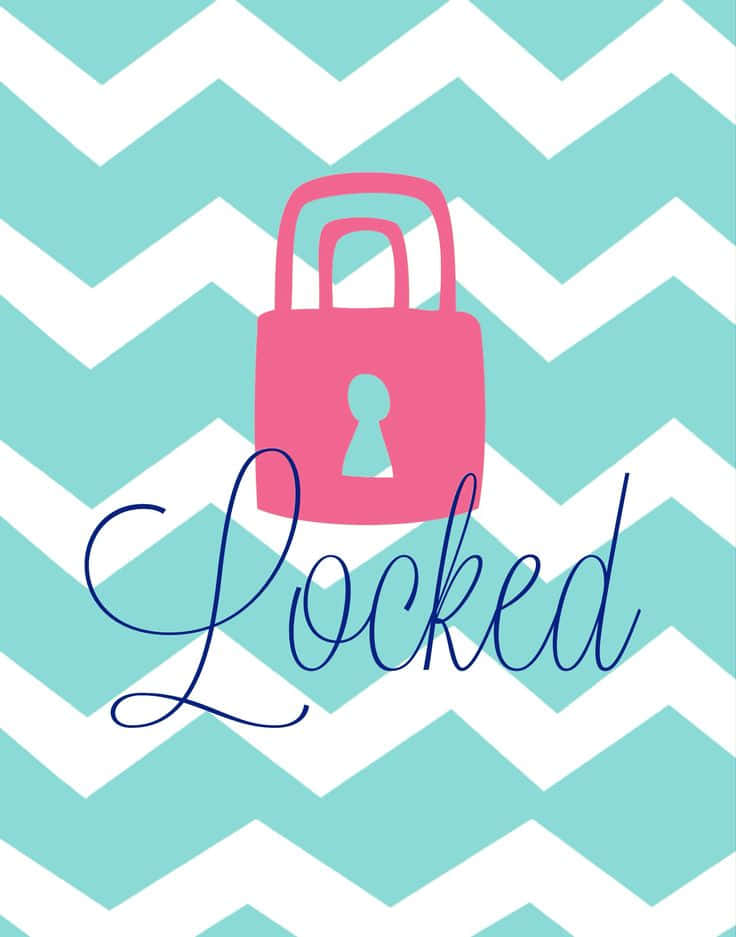 chevron pattern, pink padlock, teal keyhole, SD Phone Wallpaper