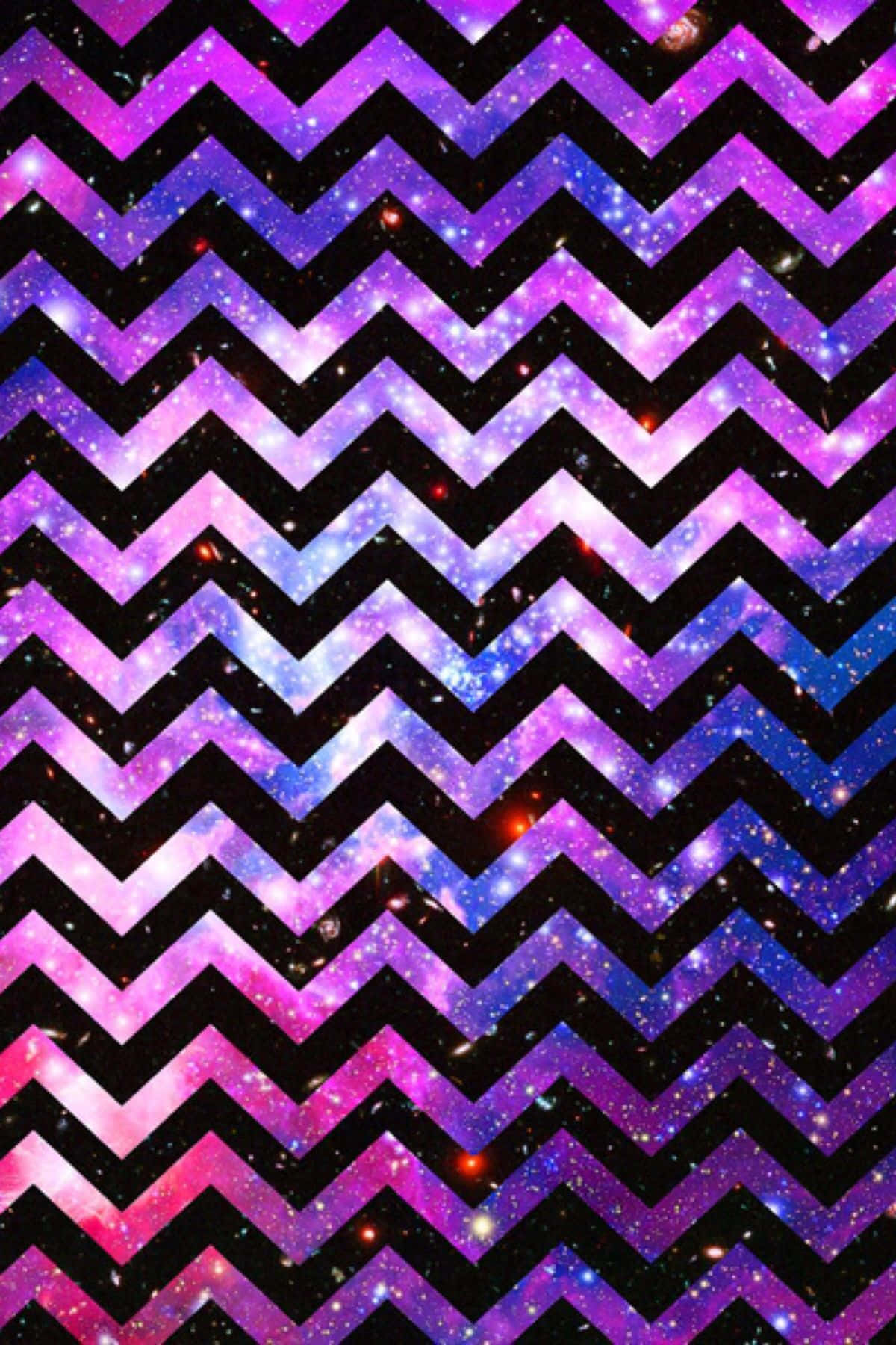 Chevron iPhone, purple pink and blue galaxy stars, black white zigzag chevron stripes, HD Phone Wallpaper