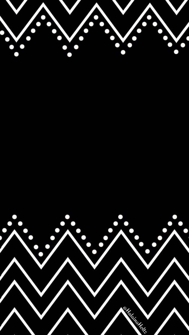 Chevron iPhone, black and white zigzag patterns, dotted accents, SD Phone Wallpaper