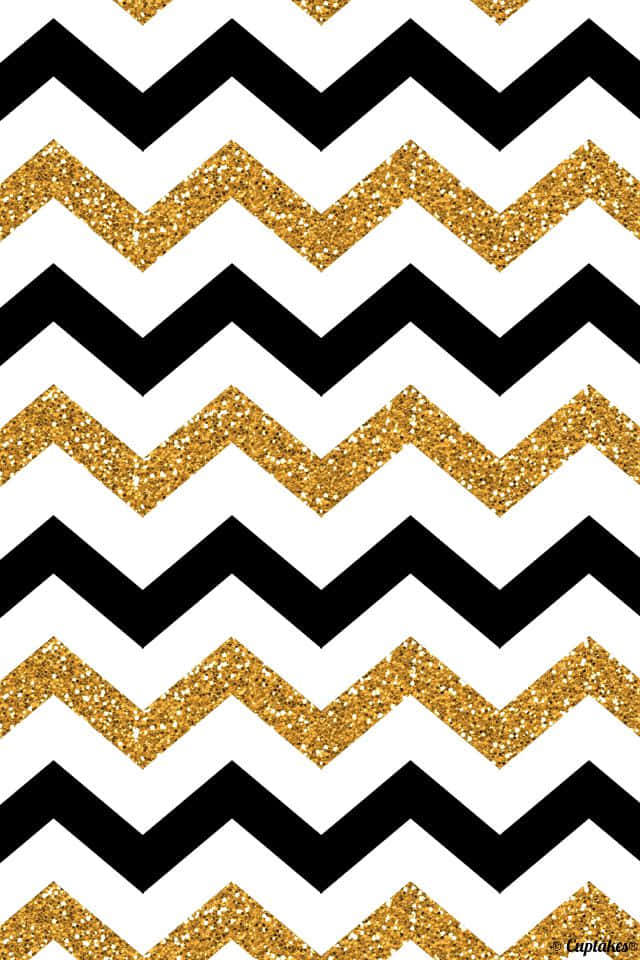 Chevron iPhone, black, gold glitter, SD Phone Wallpaper