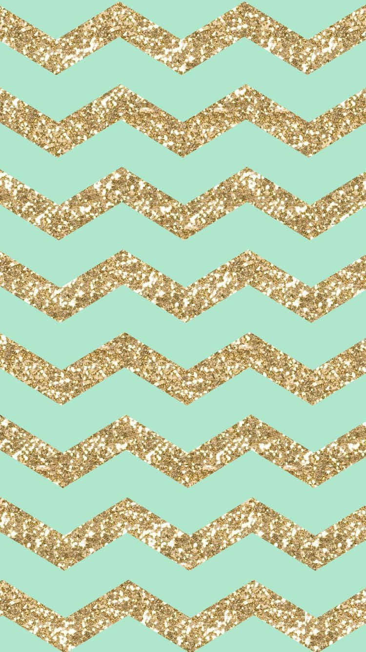 Chevron iPhone, mint green, gold glitter, HD Phone Wallpaper