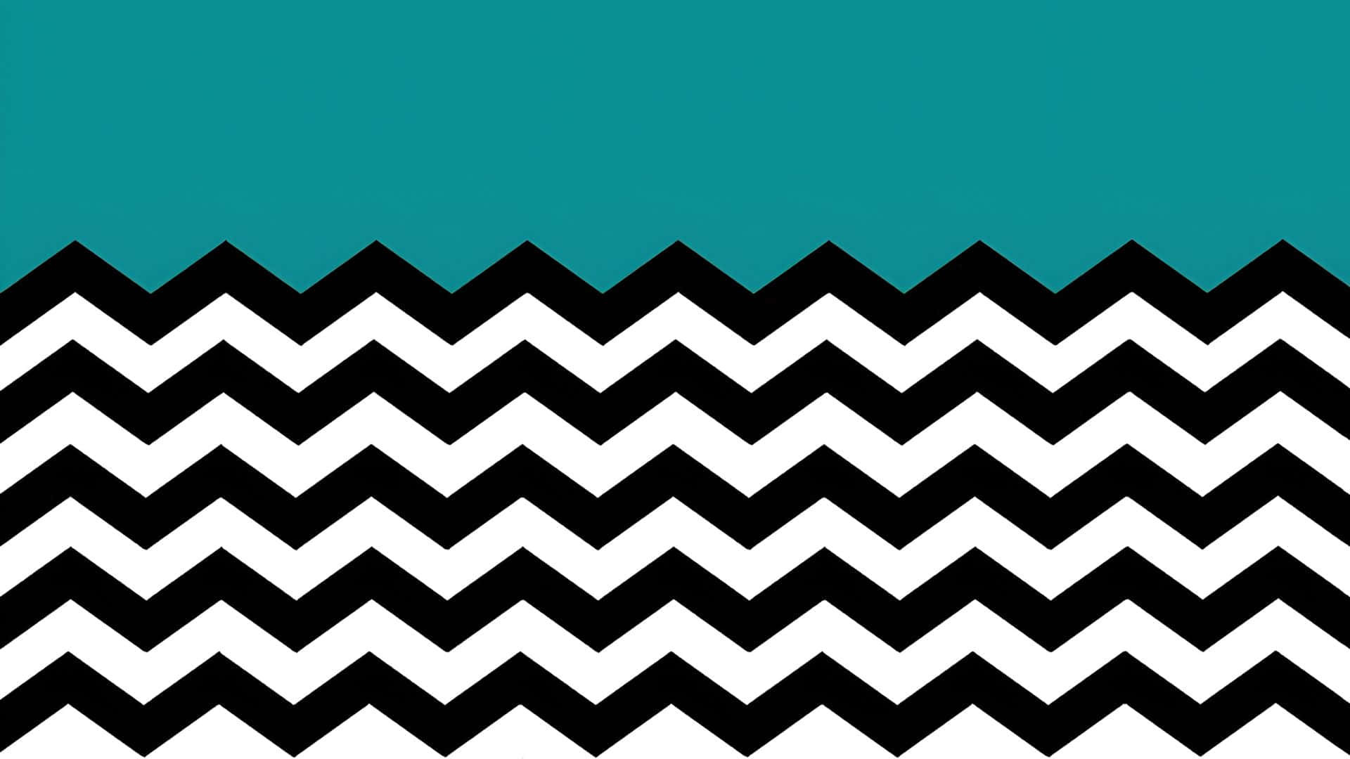 Chevron, black and white zigzag waves, solid teal background, Full HD Desktop Wallpaper