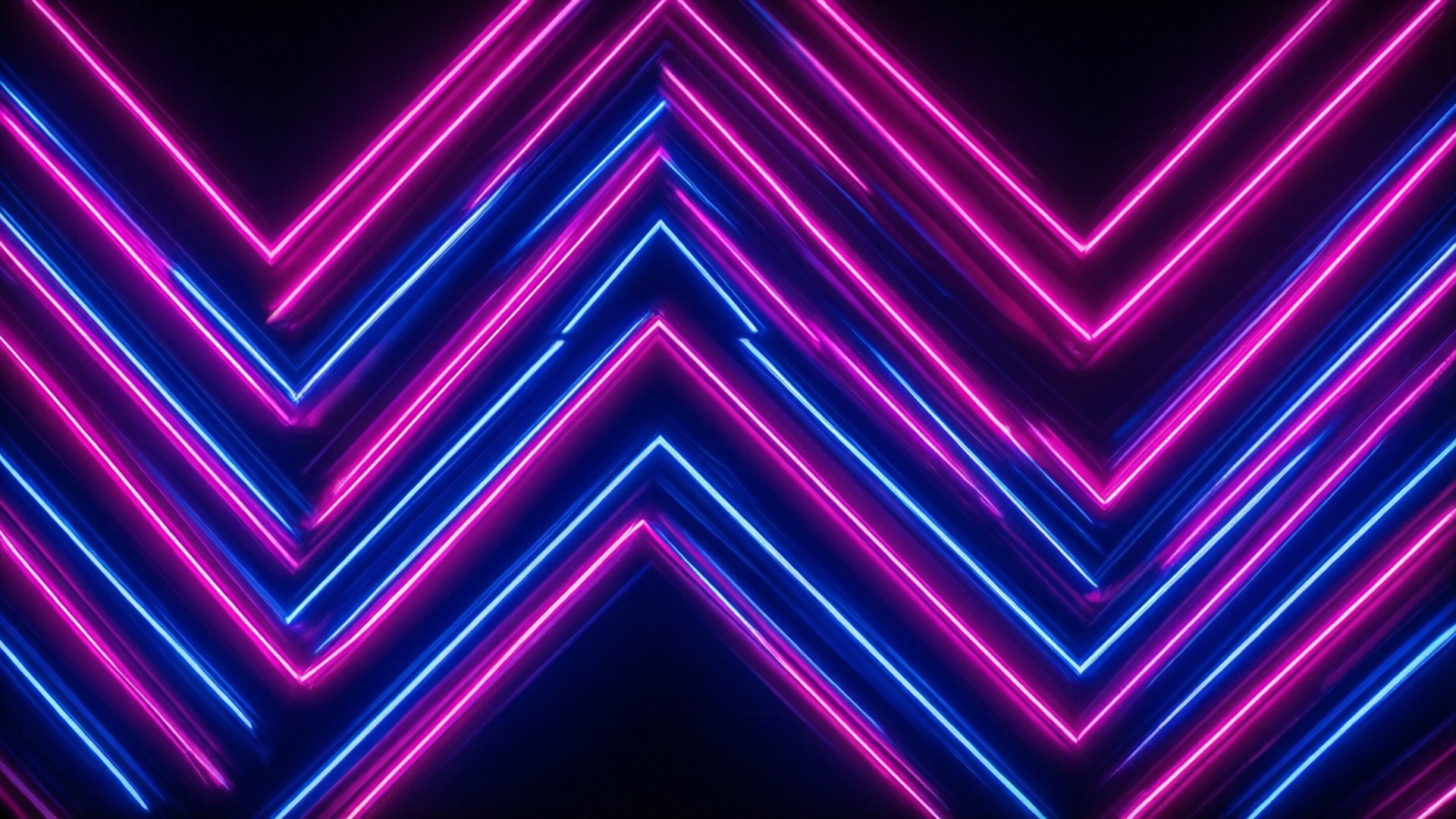 neon synthwave chevrons, pink and blue neon lights, zigzag patterns, Full HD Desktop Wallpaper