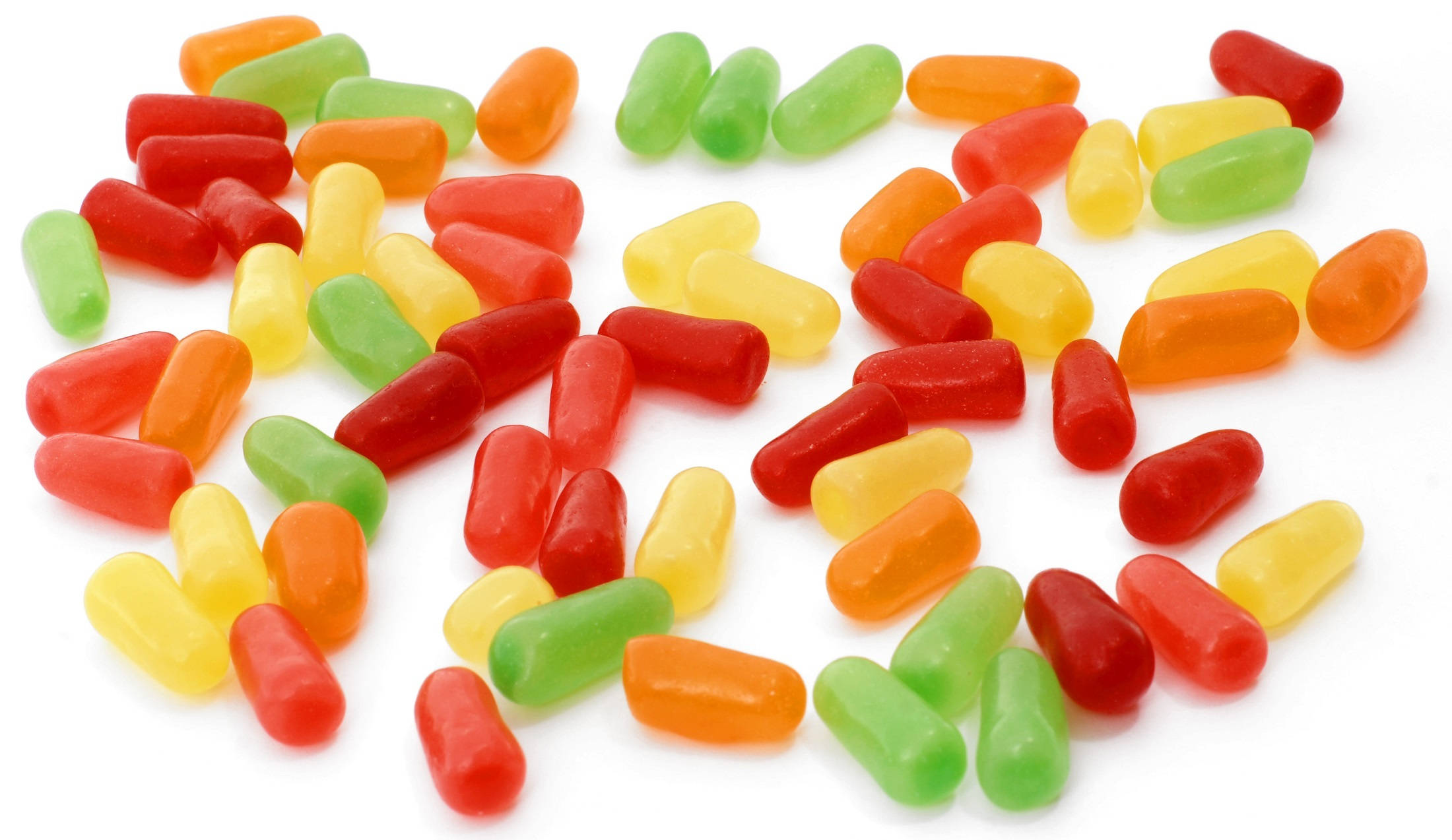 chewy, capsule shaped, vibrant red orange yellow and green, Full HD Desktop Wallpaper