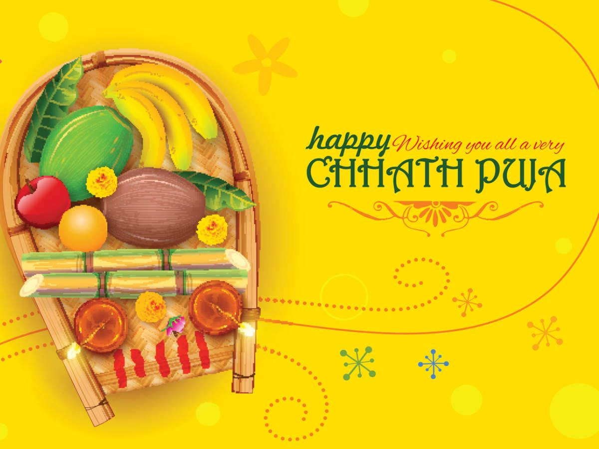 Chhath Puja, yellow abstract backdrop, thali, SD Desktop Wallpaper