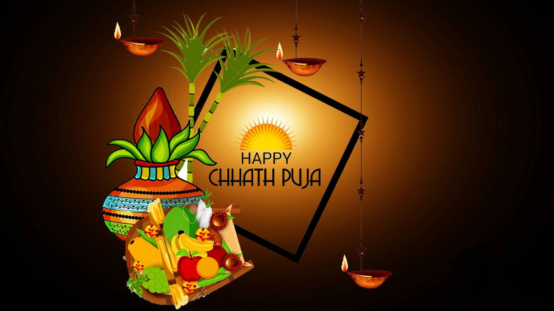 Chhath Puja, kalash, diyas, Full HD Desktop Wallpaper