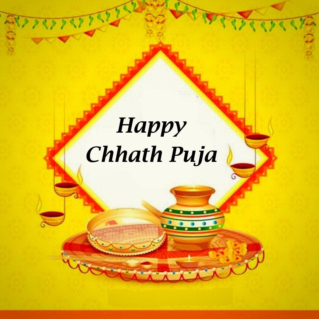 Chhath Puja, traditional pots, hanging oil lamps, SD Desktop Wallpaper