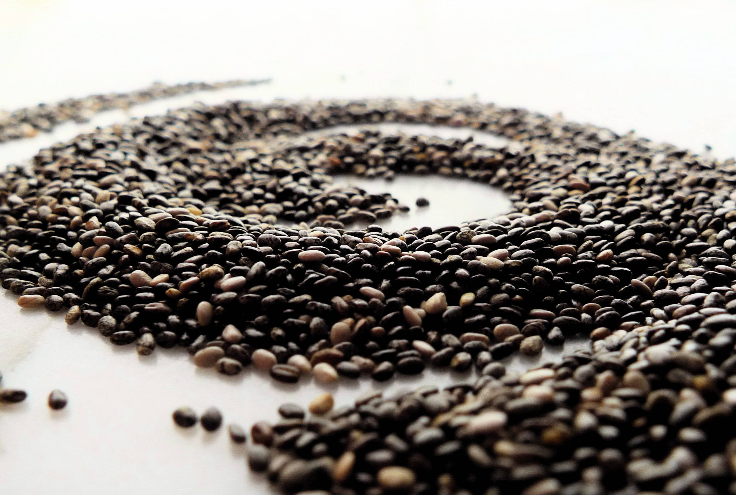 Chia Seeds, spiral, dark chia seeds, Full HD Desktop Wallpaper