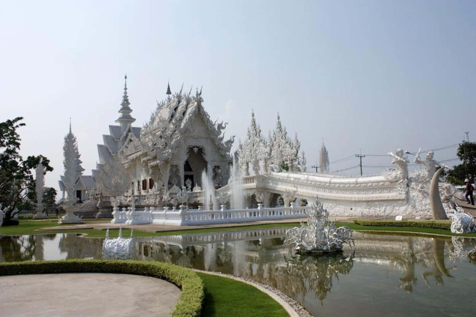Chiang Rai, white temple, ornate spires, HD Desktop Wallpaper