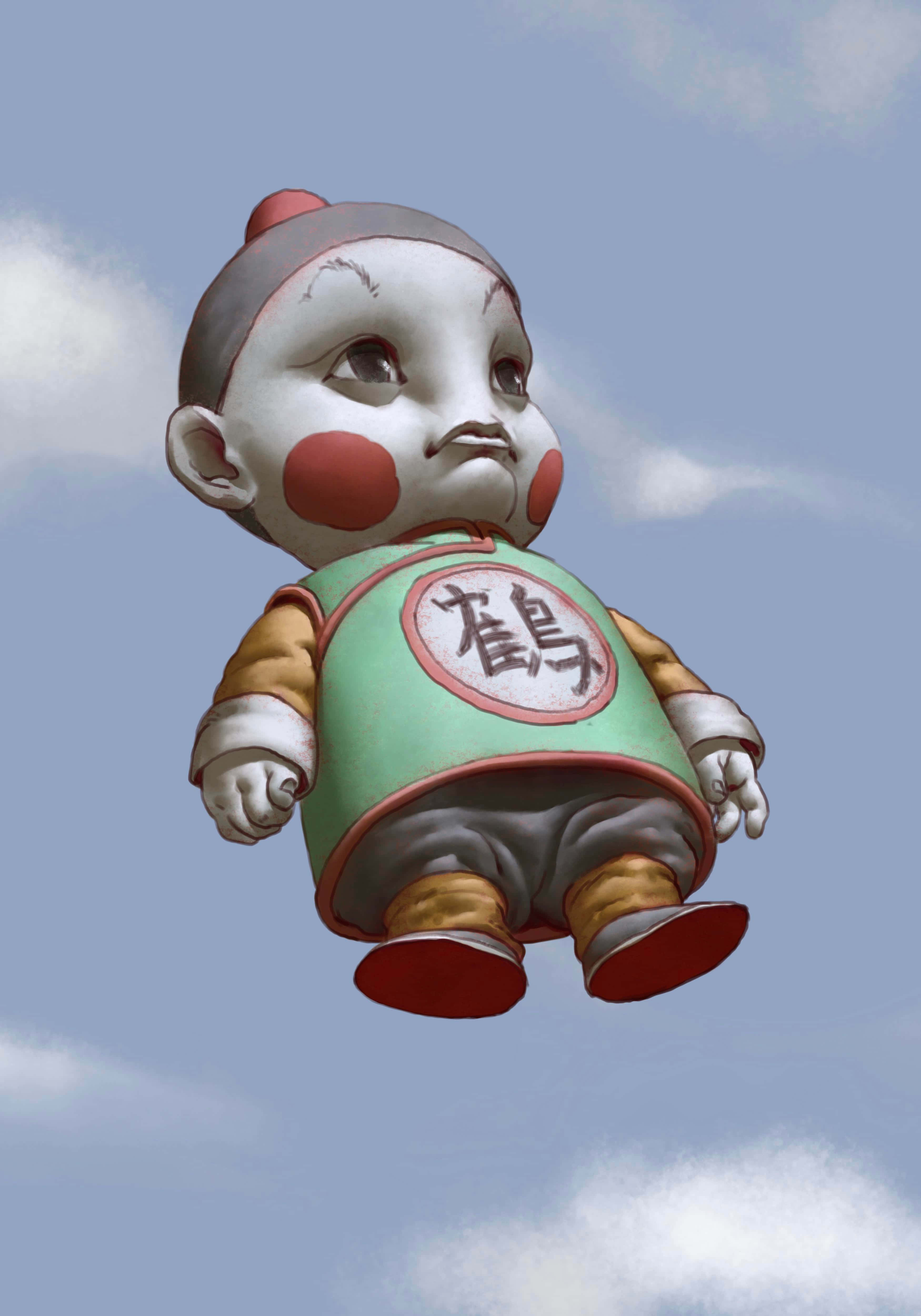 Chiaotzu, red cheeks, traditional hat, 4K Phone Wallpaper
