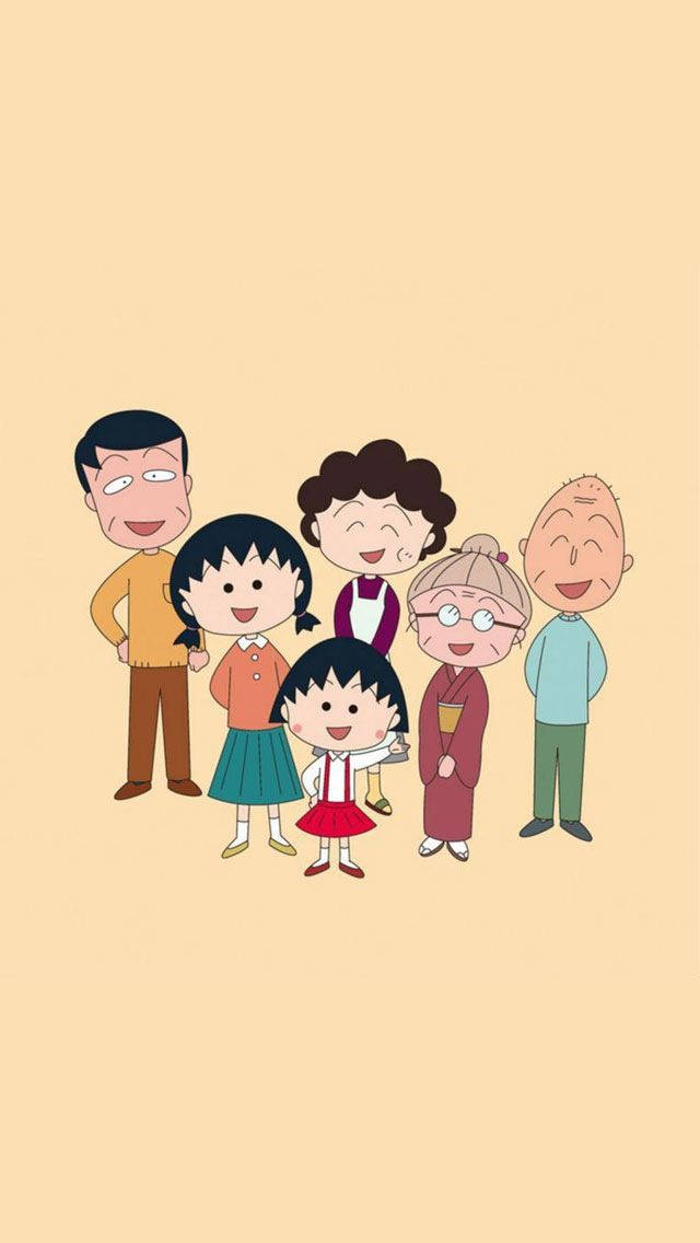 Chibi Maruko Chan, family, six, SD Phone Wallpaper