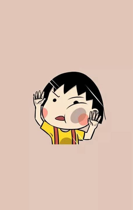 Chibi Maruko Chan, black hair, rosy cheeks, SD Phone Wallpaper